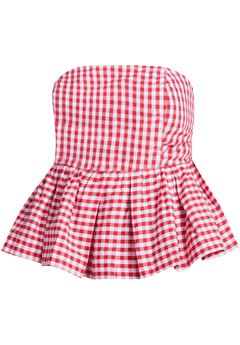 新品RANCLIC 2way ribbon peplum top GINGHAM 残りわずか】2way ribbon peplum top – RANCLIC