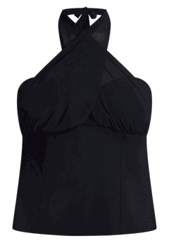 売れ筋商品|||エロクイ カットソー トップス レディース Plus Size Chiffon Wrap Halter Top Black onyx ELOQUII Women's Plus Size Chiffon Wrap Halter Top - 26