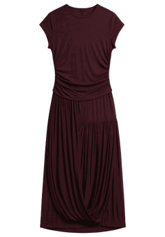 Drape Detail Fitted Mesh Dress