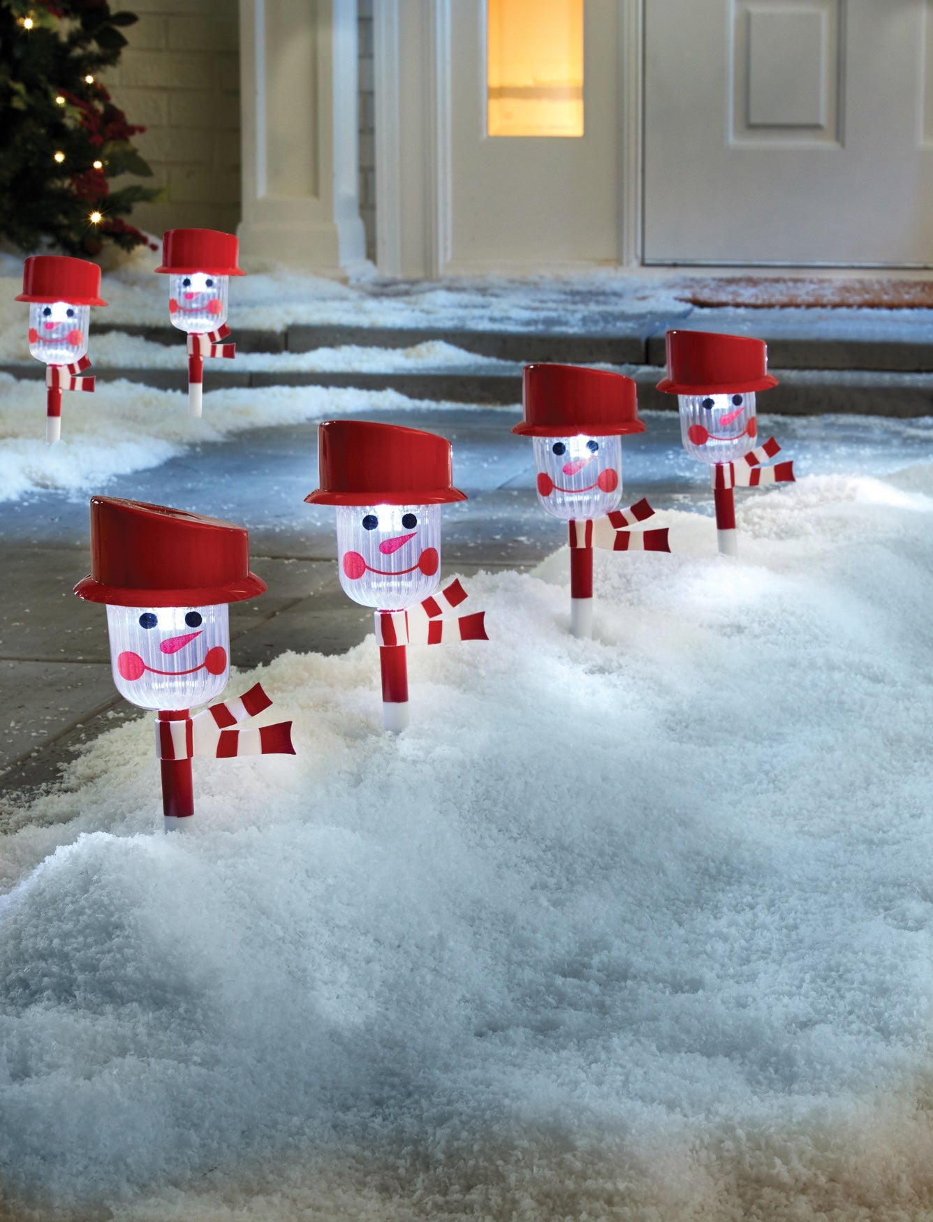 Snowman Solar Pathway Light Stakes Set of 6 Eloquii