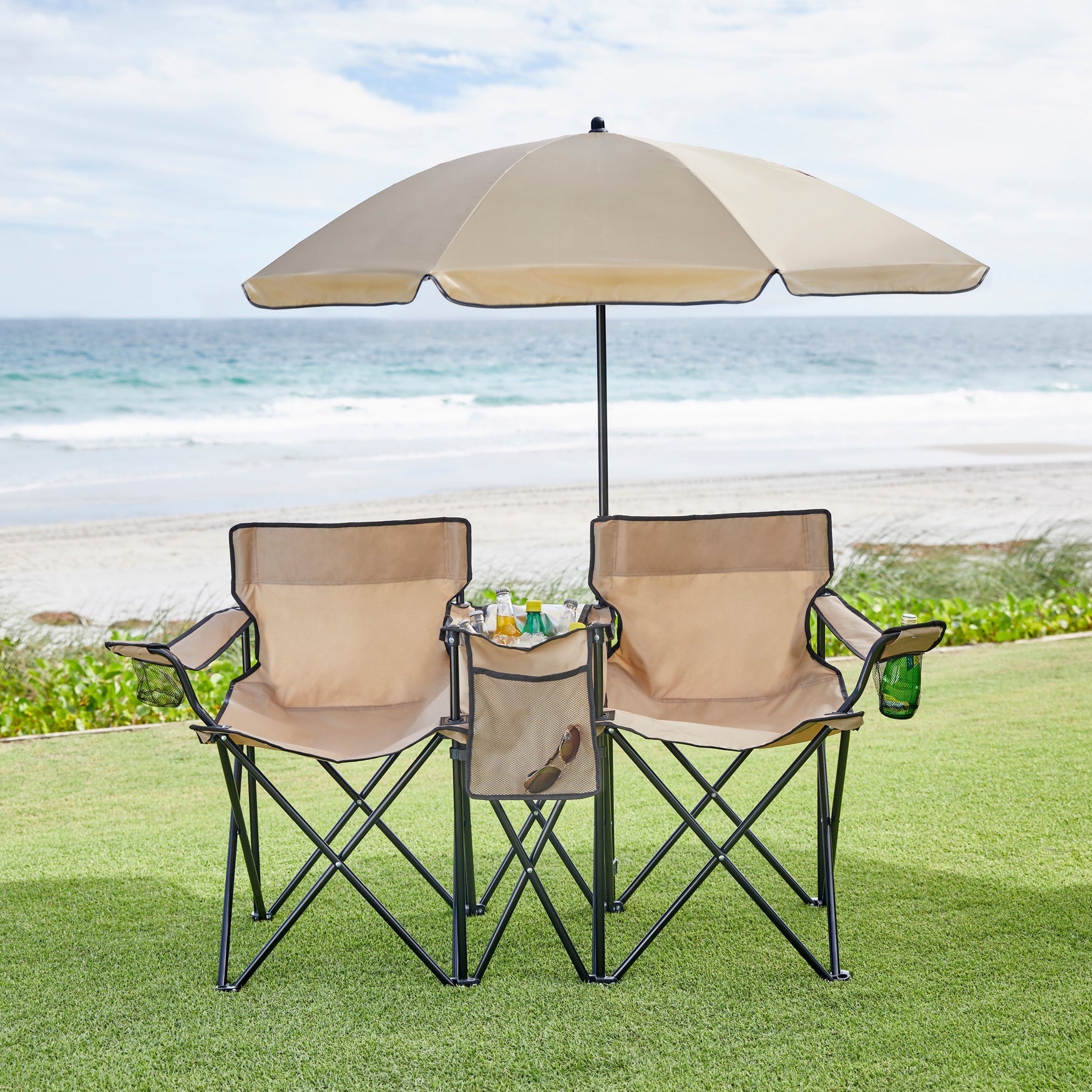 frozen patio chair with umbrella Outvita Folding Double Camping w/Umbrella, Cooler for Beach L The set folds for compact storage and includes a bag for caring Disney - Brandclub - Disney
