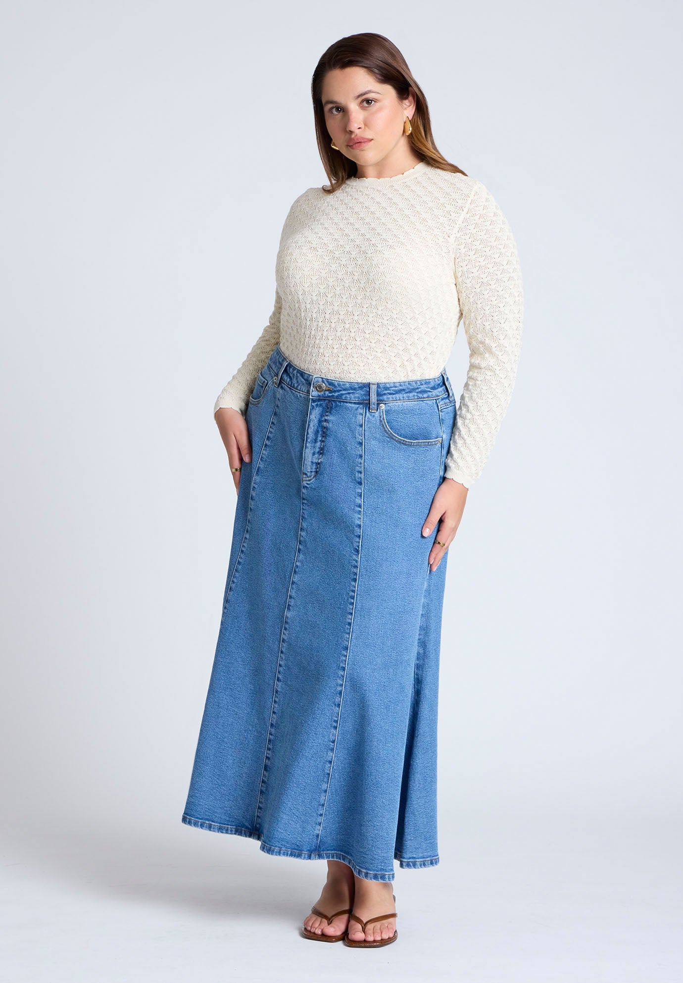 Trumpet Denim Maxi Skirt | ELOQUII