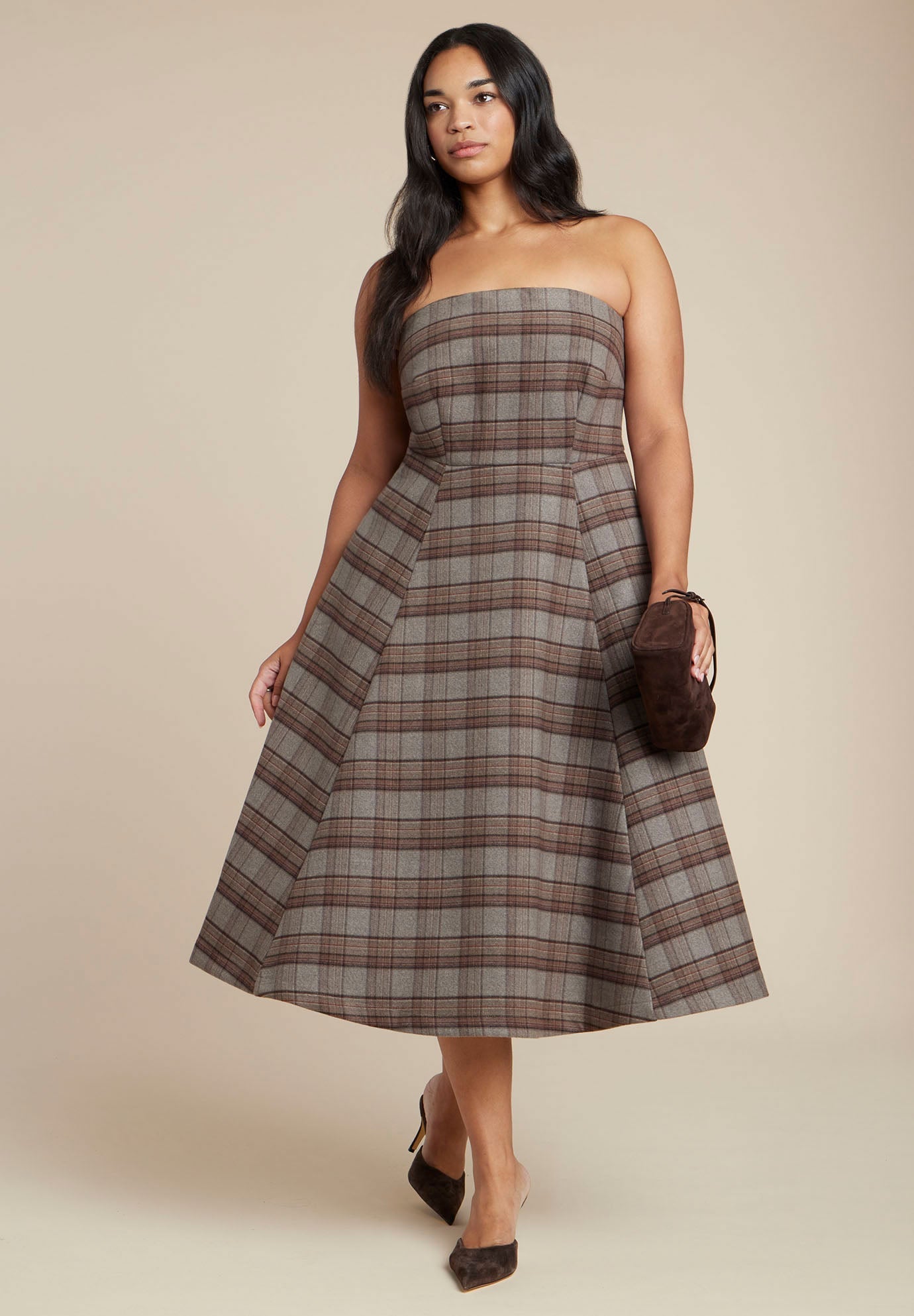 slim fit dress slacks All Good Things Red Plaid Midi Dress, Small - The Mint Julep Boutique main image 0