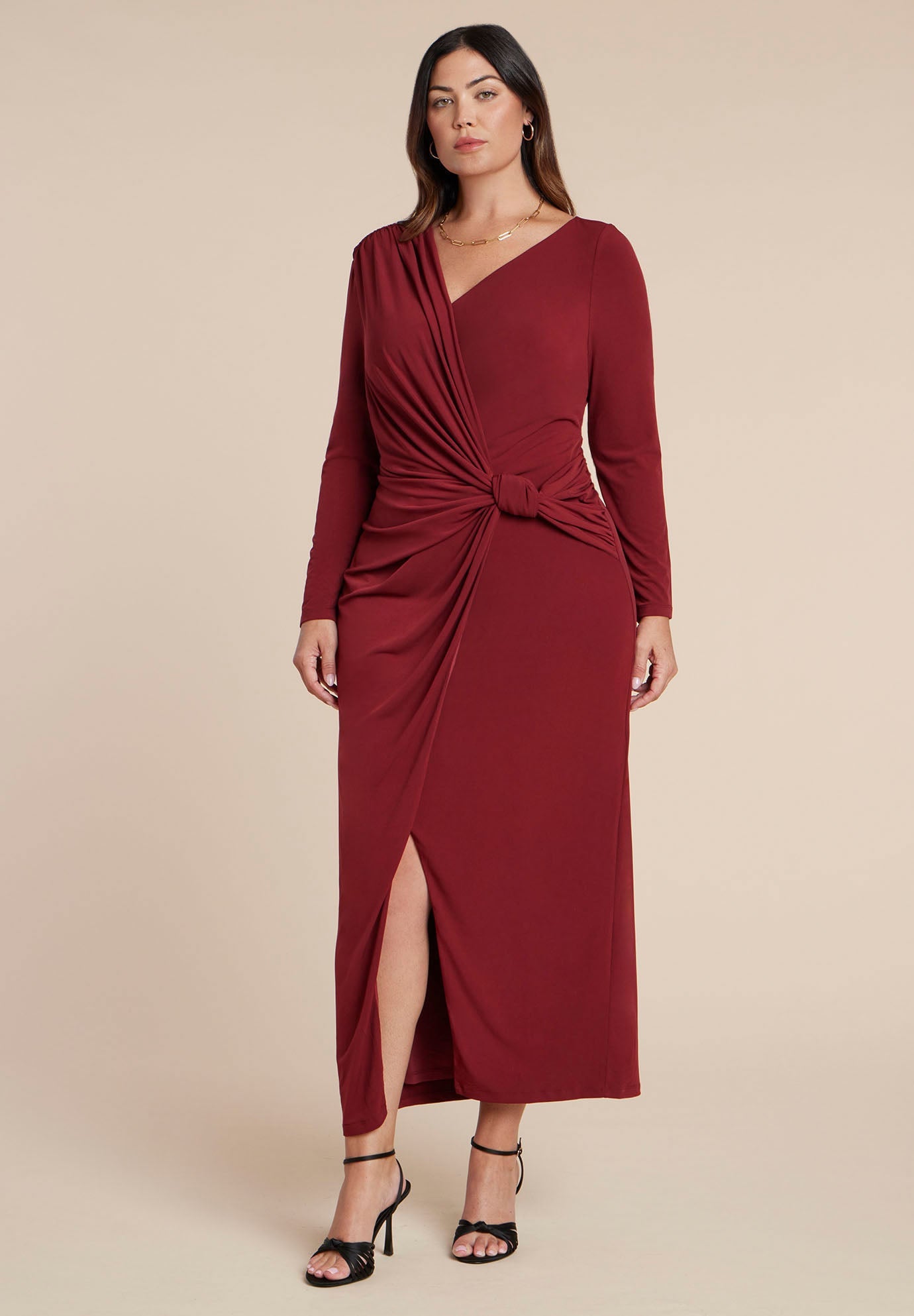knitted flared dress Long openwork knit dress – Grace & Mila main image 1