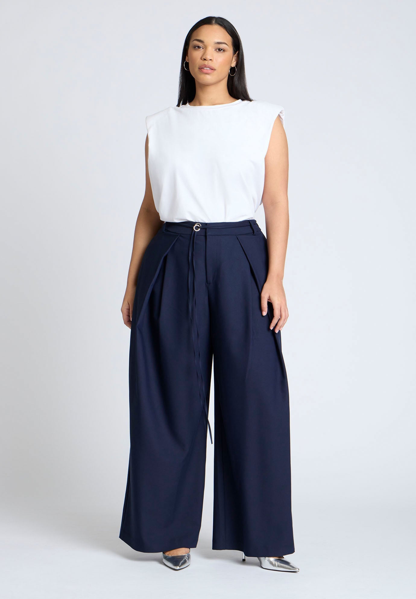 Pleat Detail Trouser with Long Belt