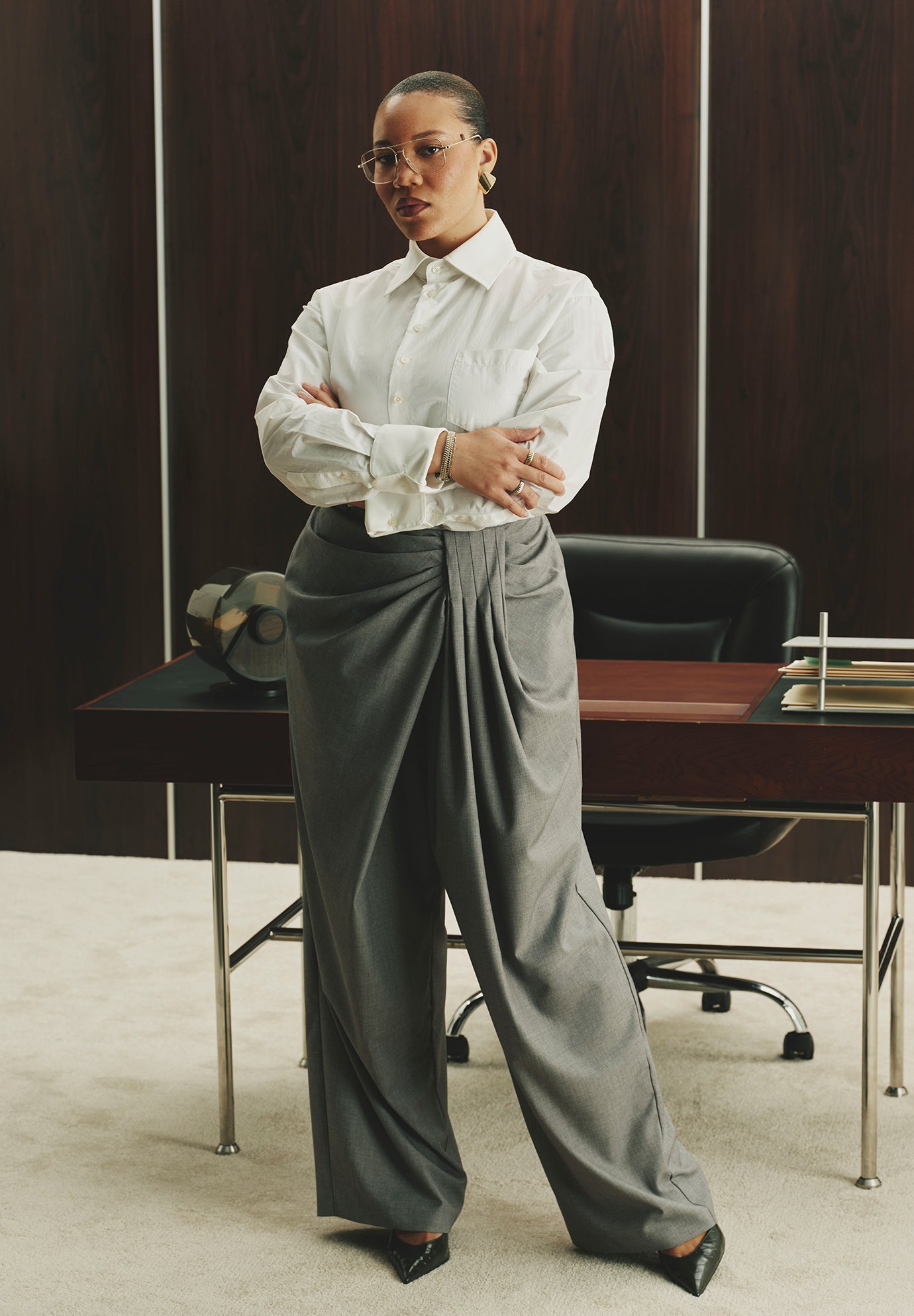 Draped Pleat Detail Trouser