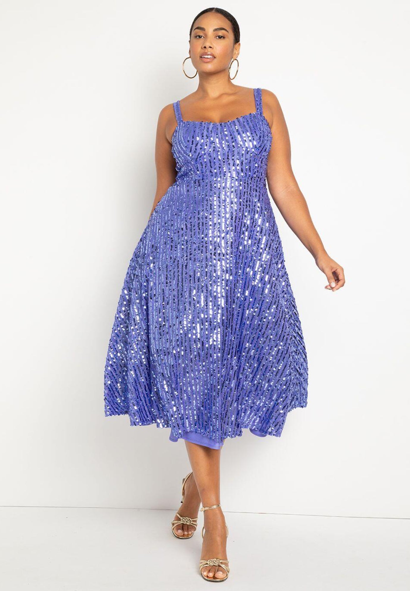 Eloquii Bustier Flare Sequin Dress