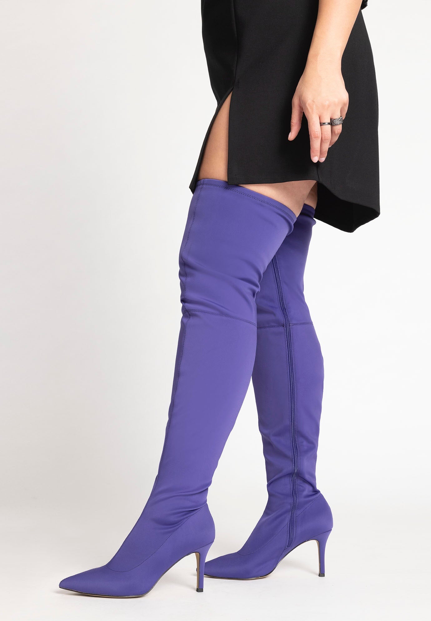 Purple high new arrivals knee boots