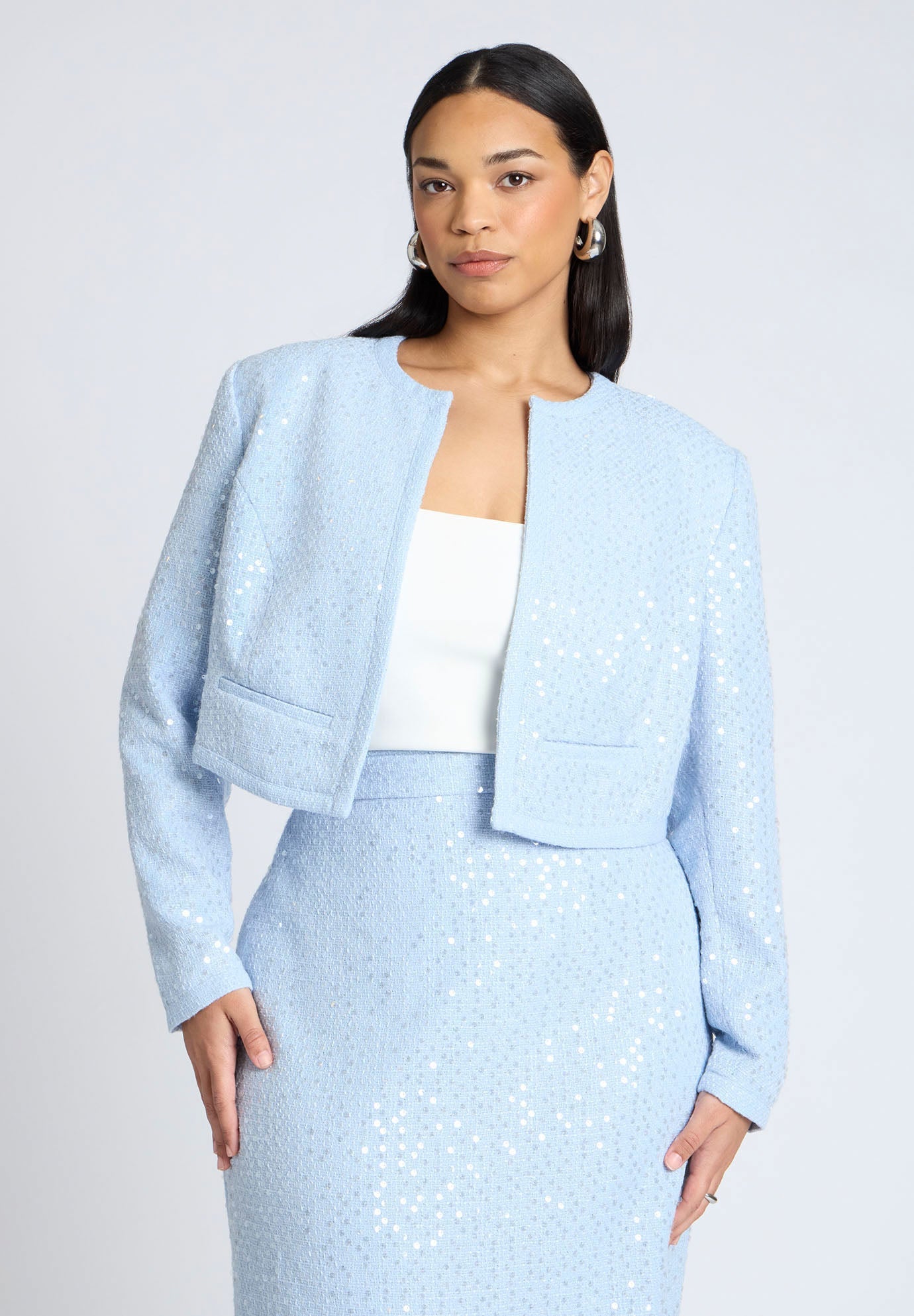 Sequin Tweed Jacket | ELOQUII