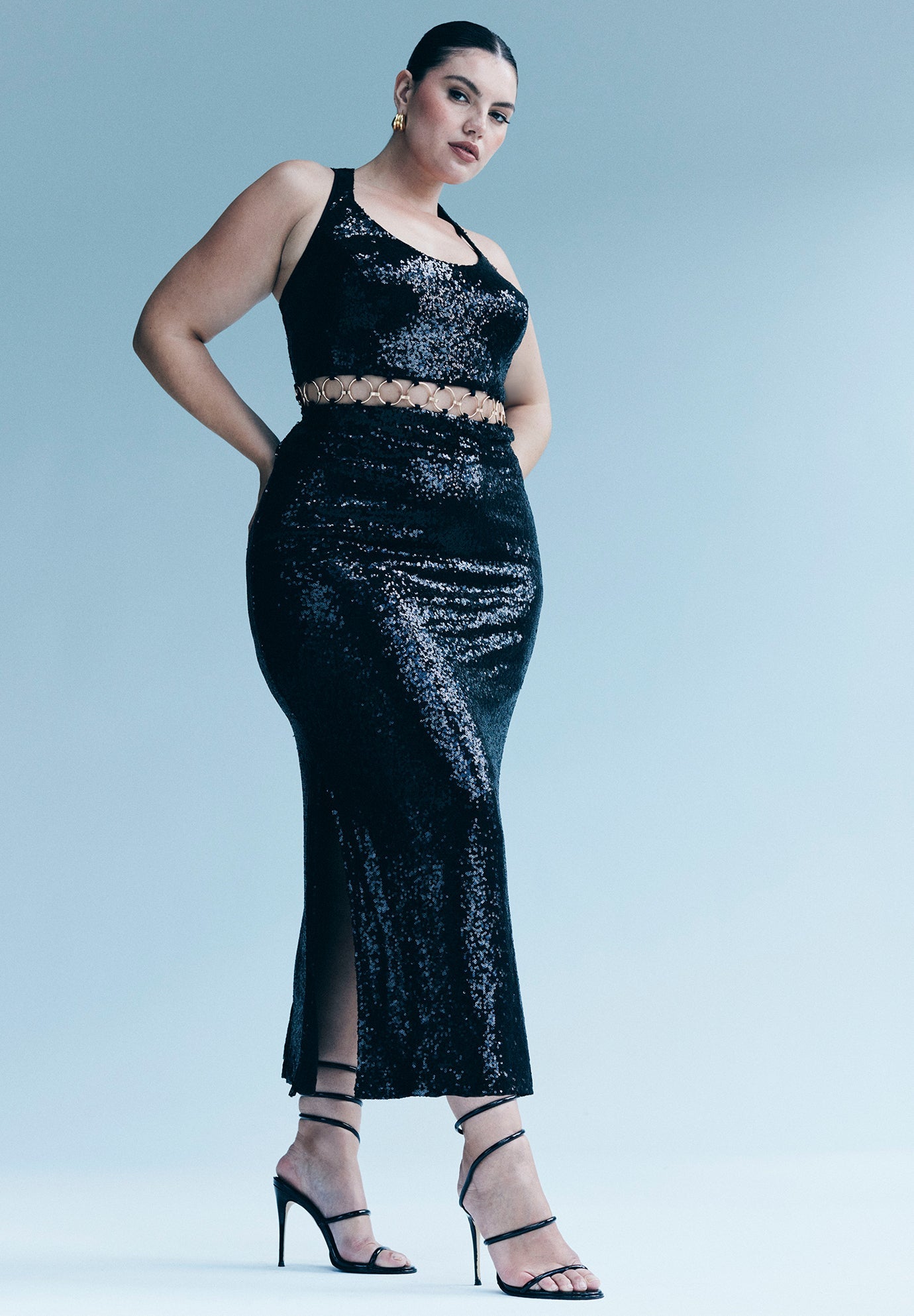 Silk Sequin Midi Dress | 8-10