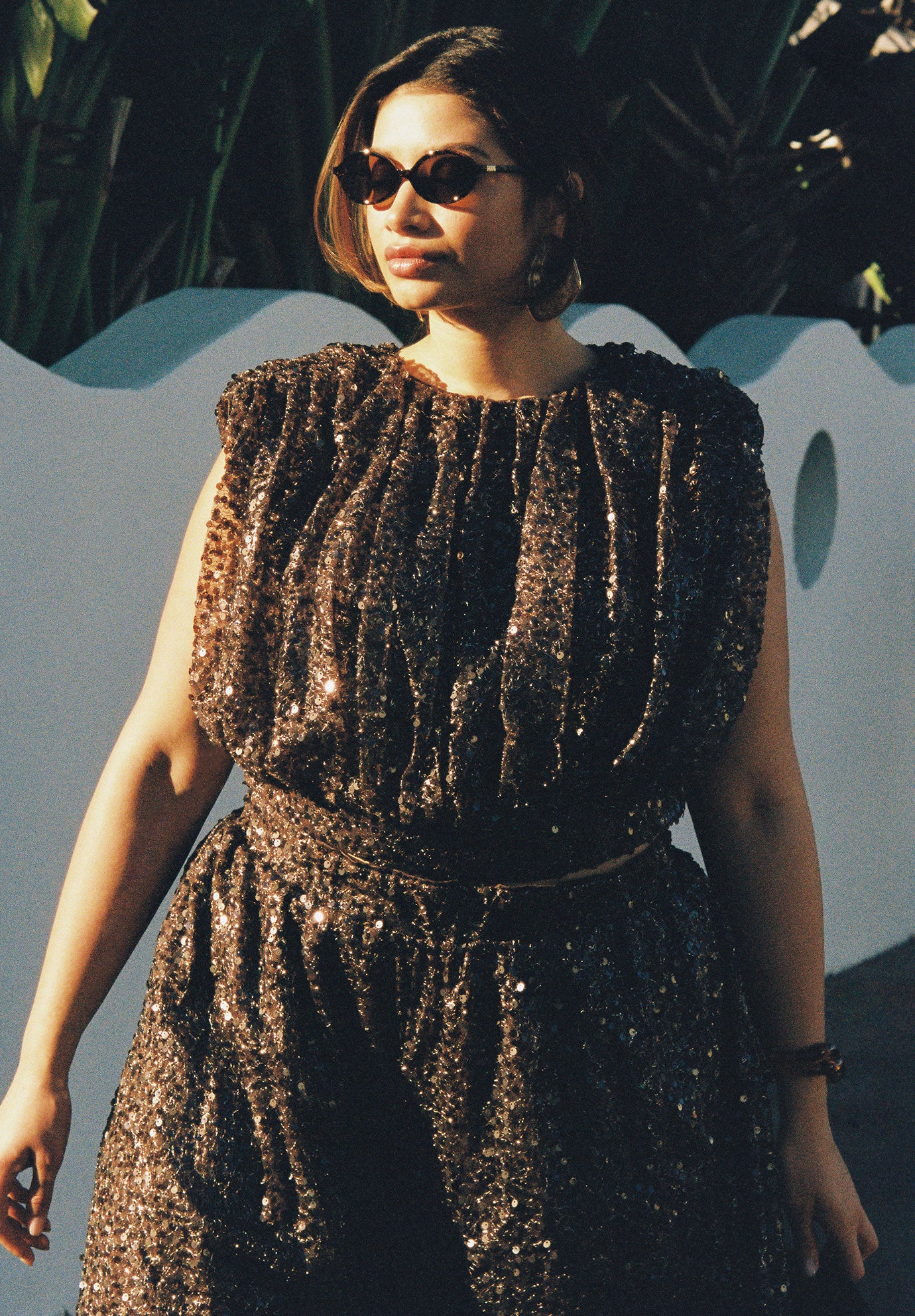Sequin Strong Shoulder Top
