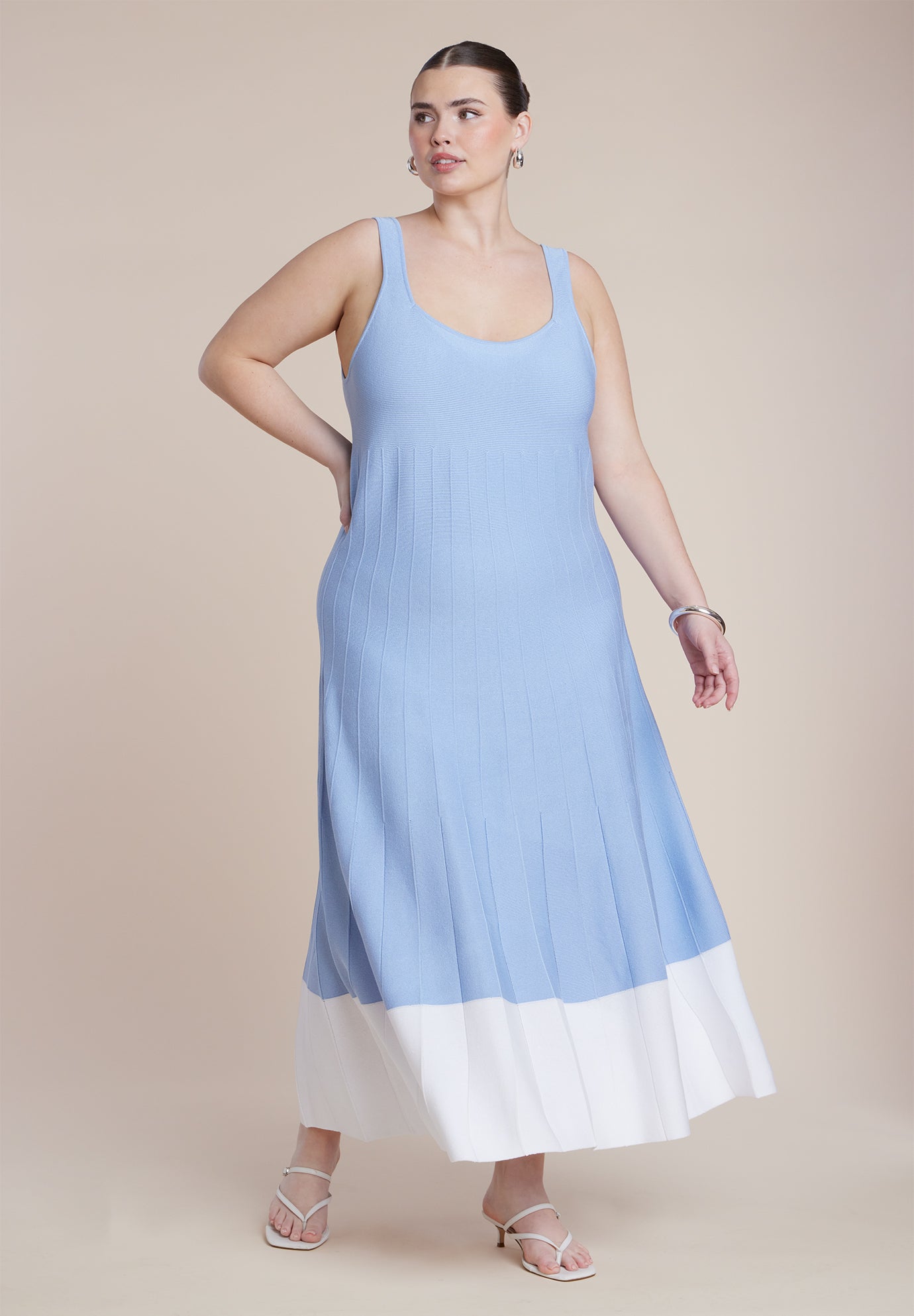 Contrast Hem Sweater Dress
