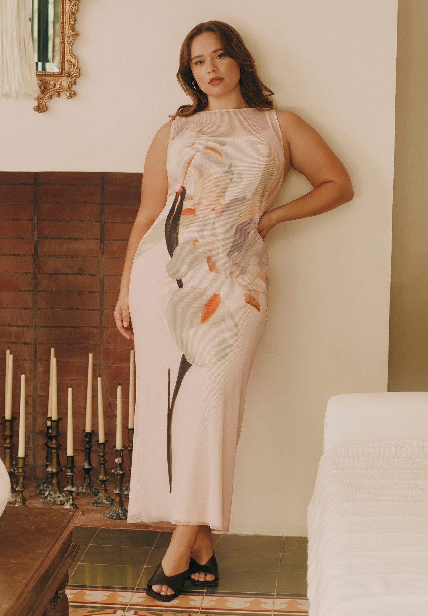 chiffon pleated material dress Ever-Pretty Elegant Pleated Chiffon Midi Semi Midi Dress with Ruffled Sleeves