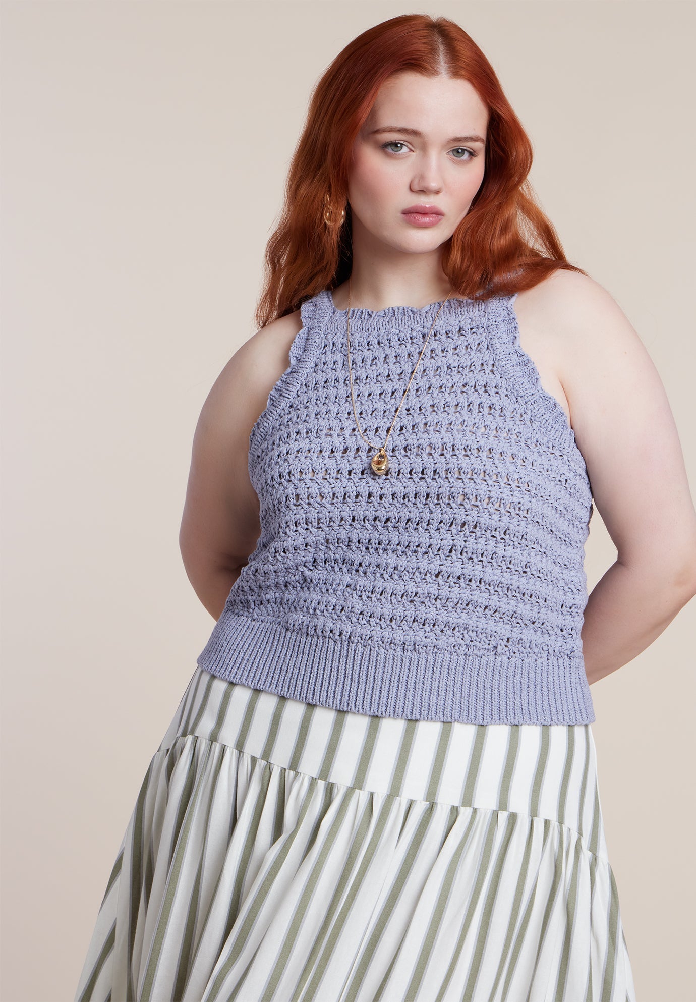 Open Stitch Racer Tank Top