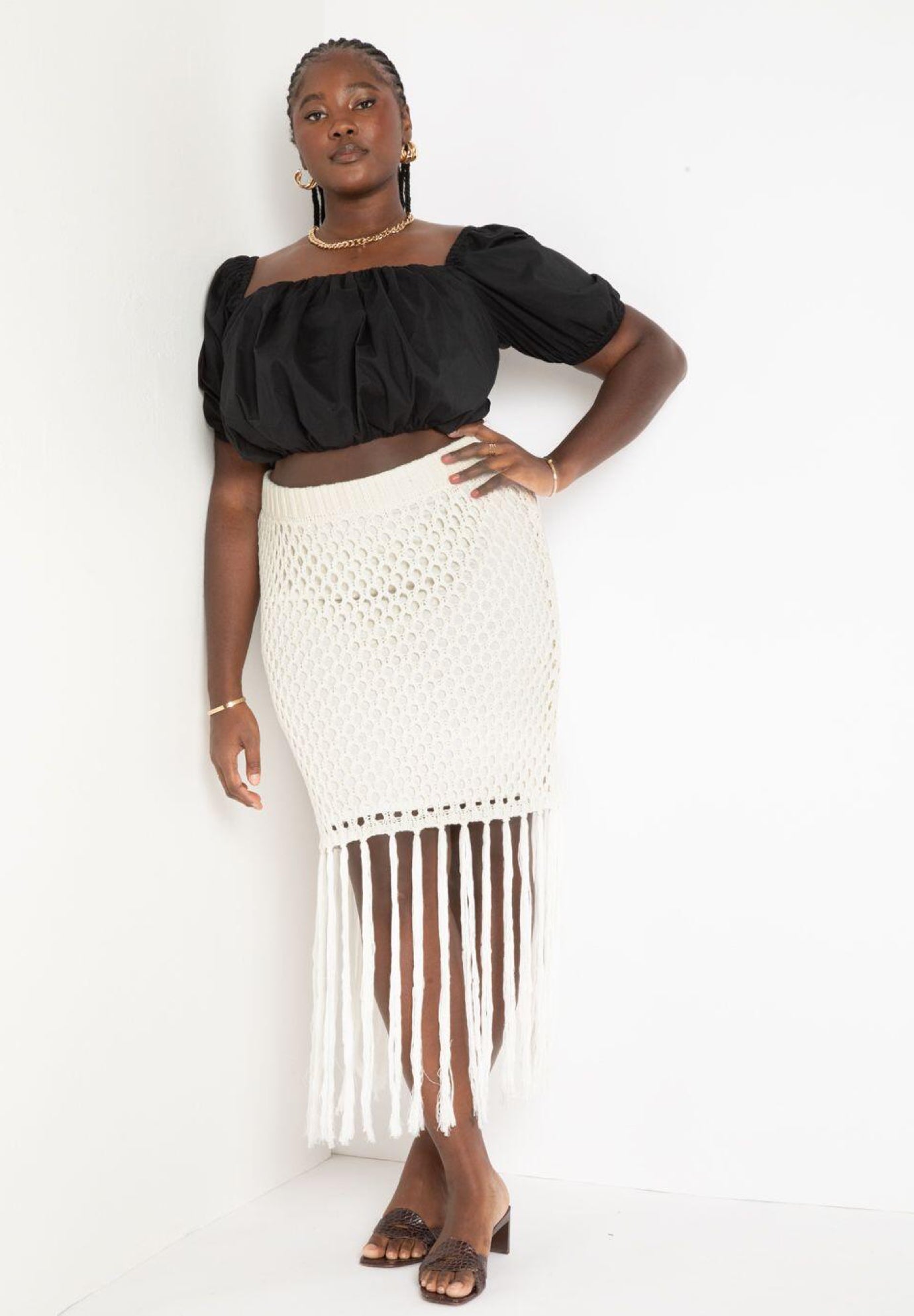 Eloquii fringe skirt hotsell