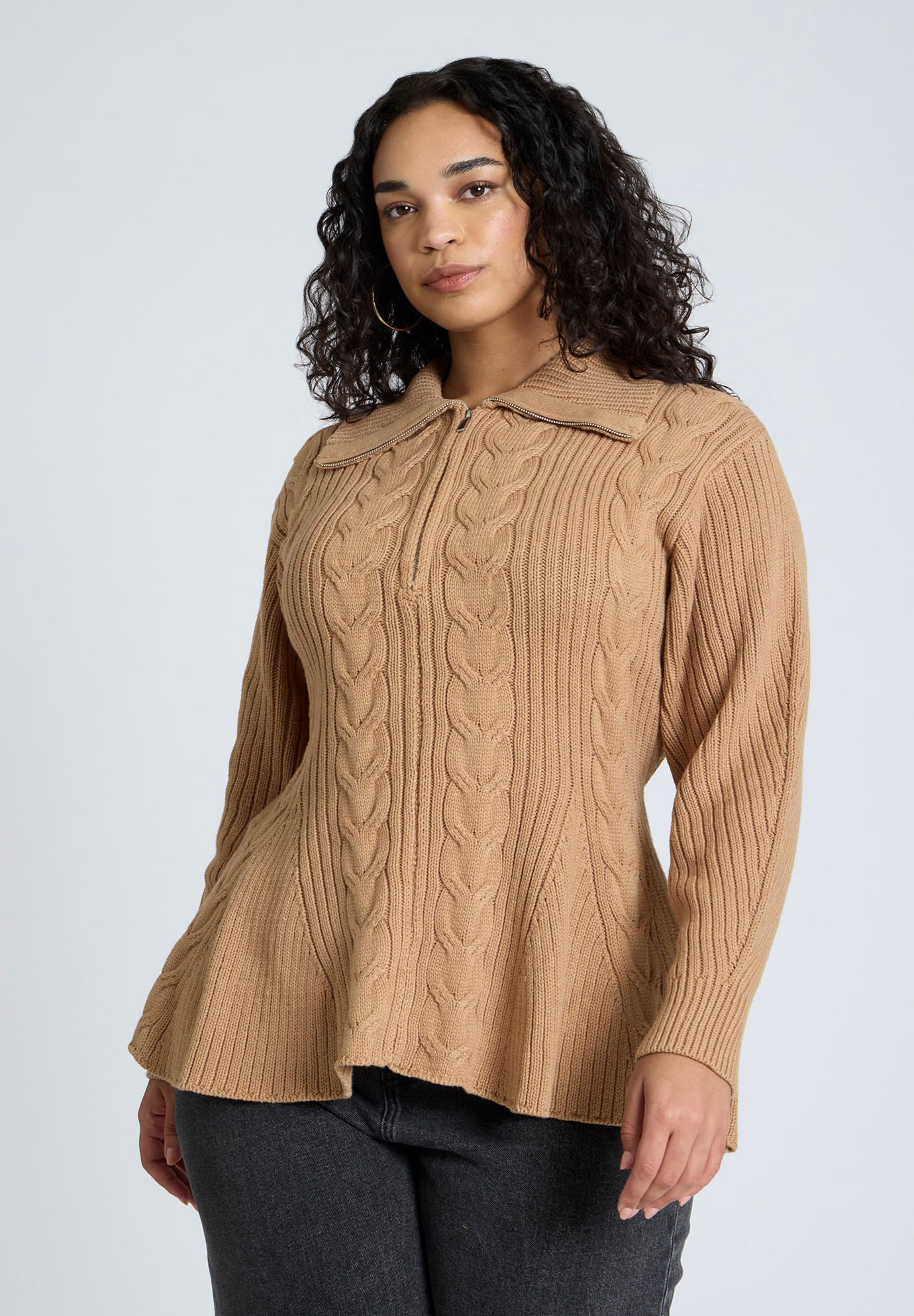 Peplum Zipper Sweater | Eloquii