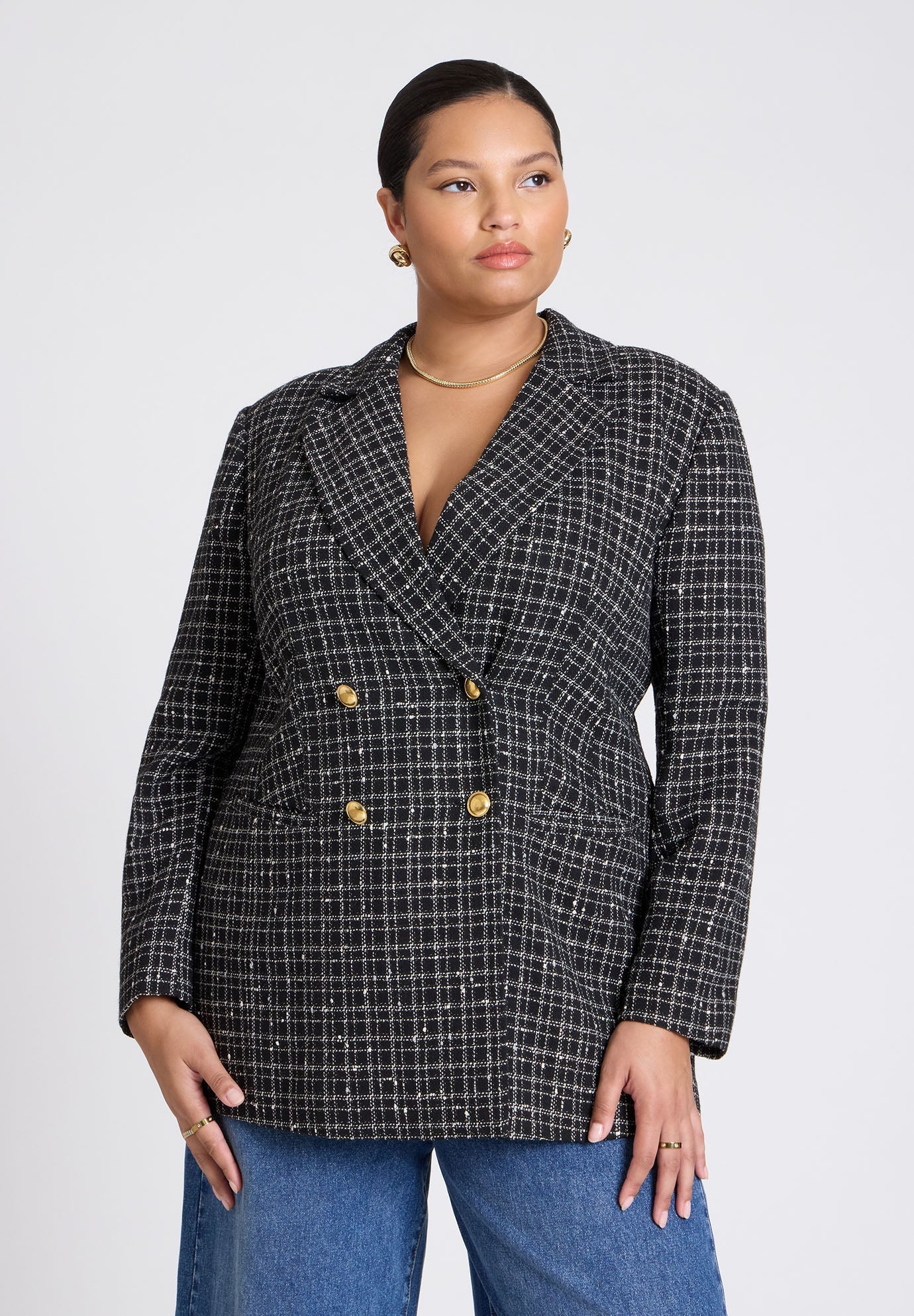 Plaid Tweed Blazer | ELOQUII