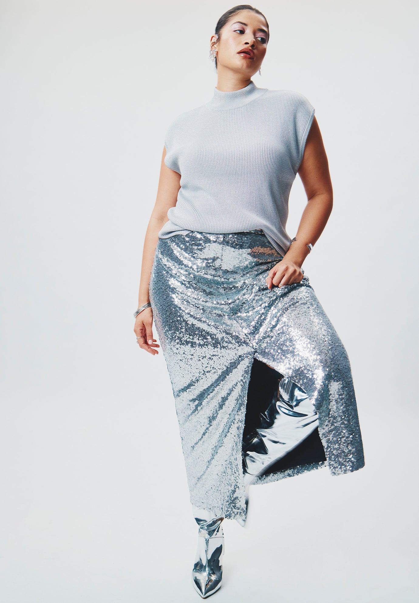 Eloquii black sale sequin skirt