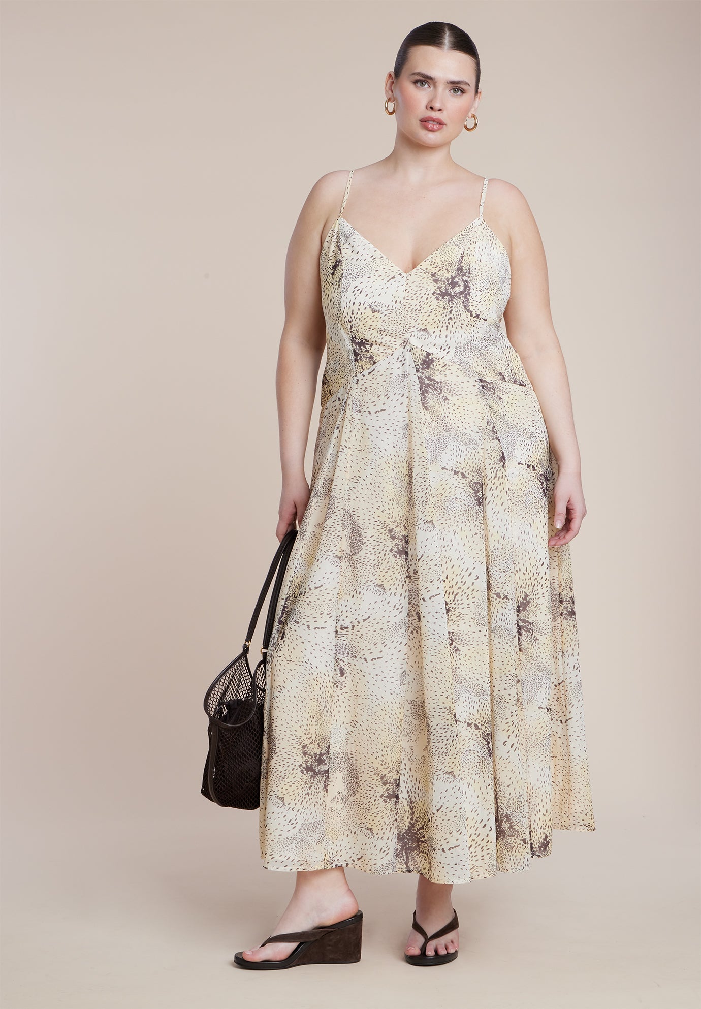 Printed Tie Straps Maxi Dress