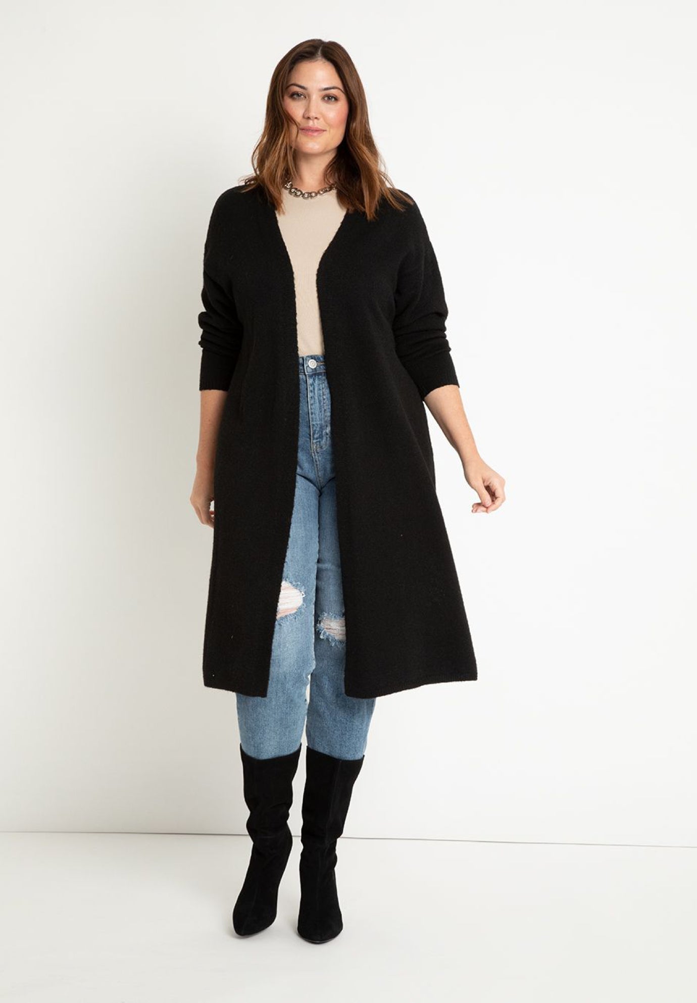 Floor length on sale cardigan plus size
