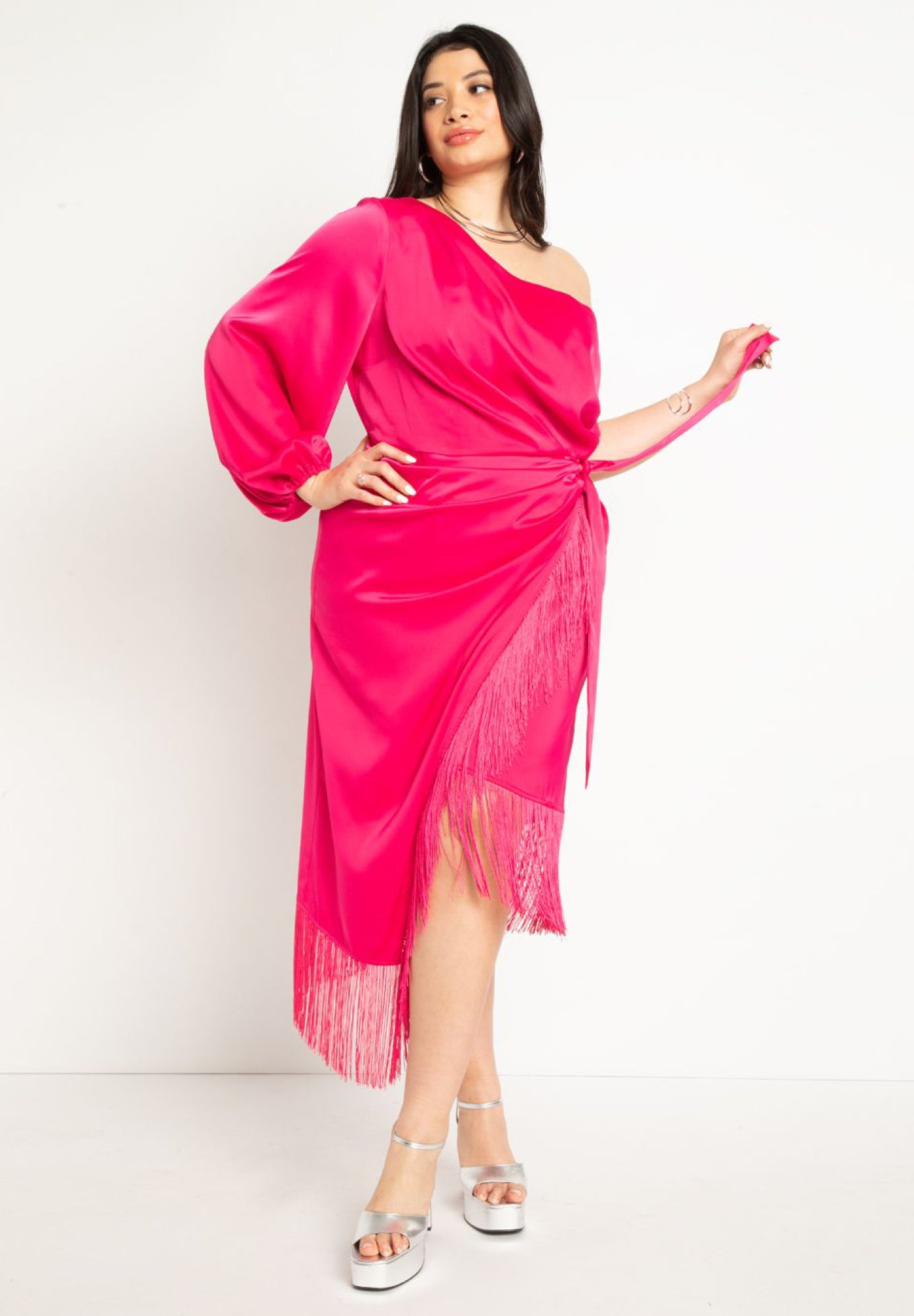 One Shoulder Fringe Dress Eloquii