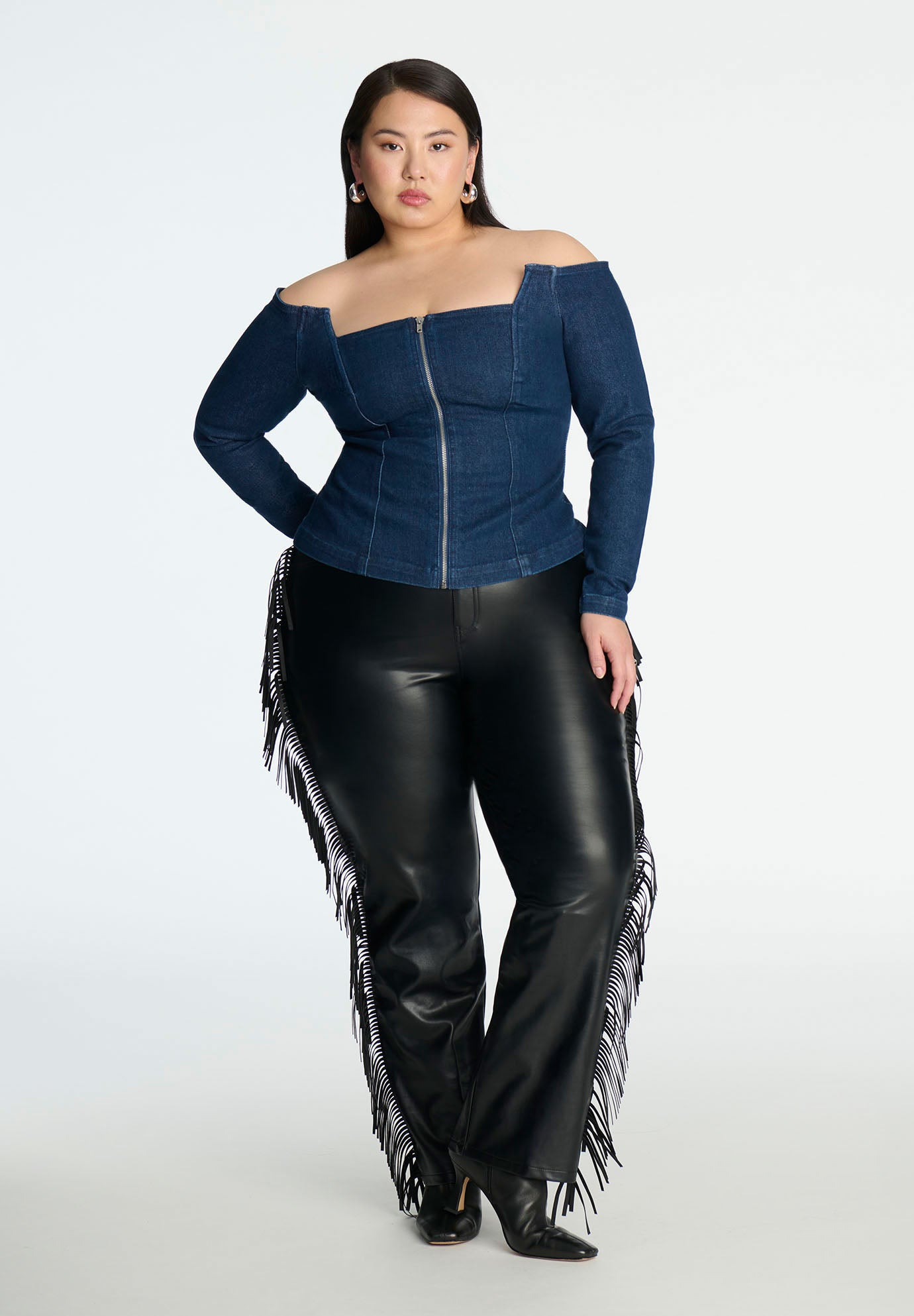 Faux Leather Pant With Fringe | Eloquii