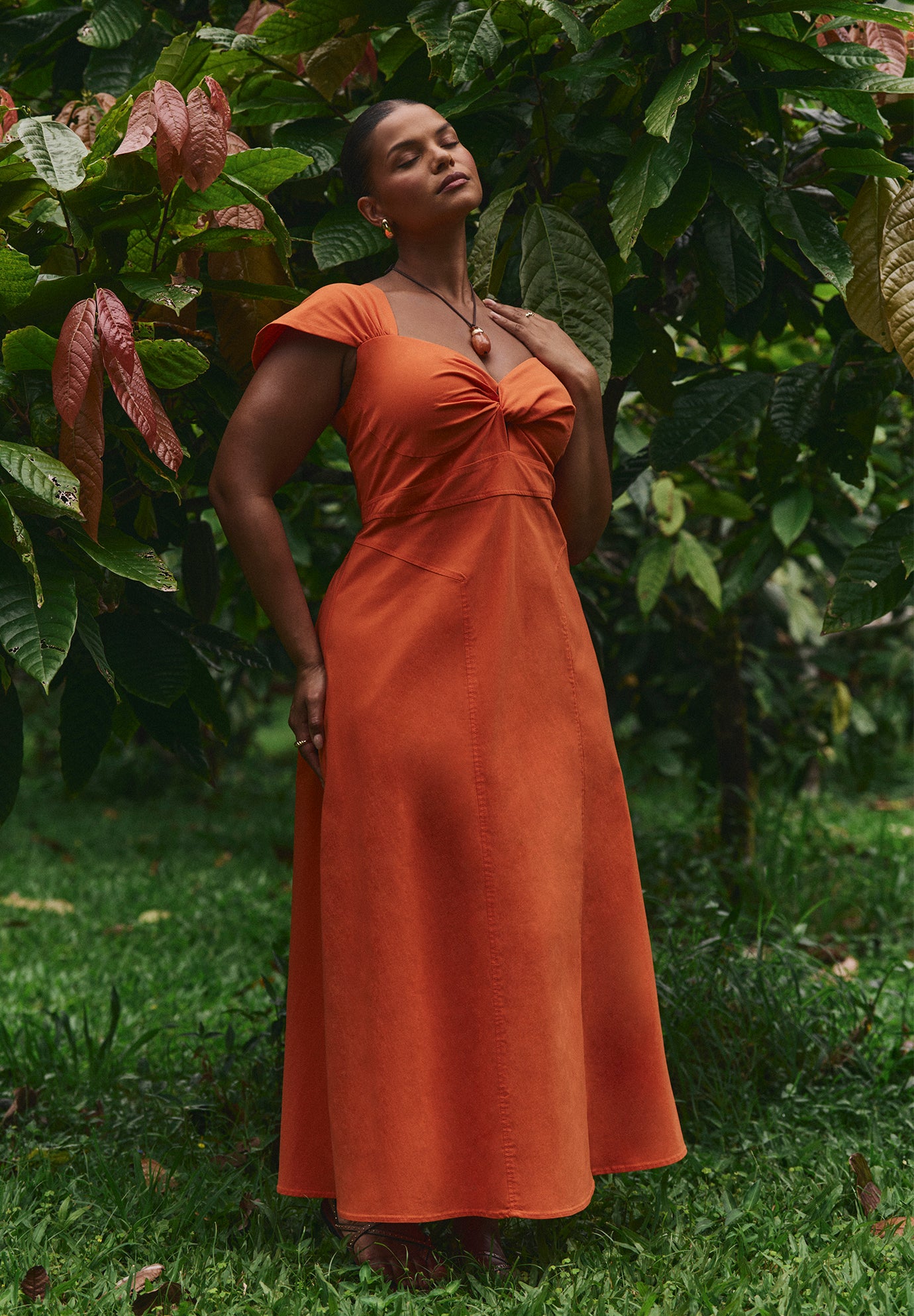 Twist-Detail Midi Dress