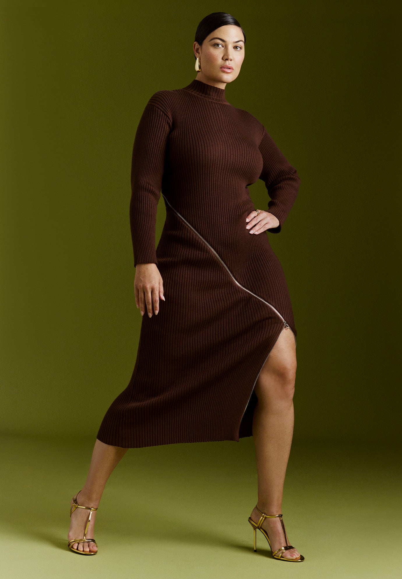 Turtle Neck Sweater Dress W Zipper Slit | Eloquii Turtle Neck Sweater Dress W Zipper Slit | Eloquii