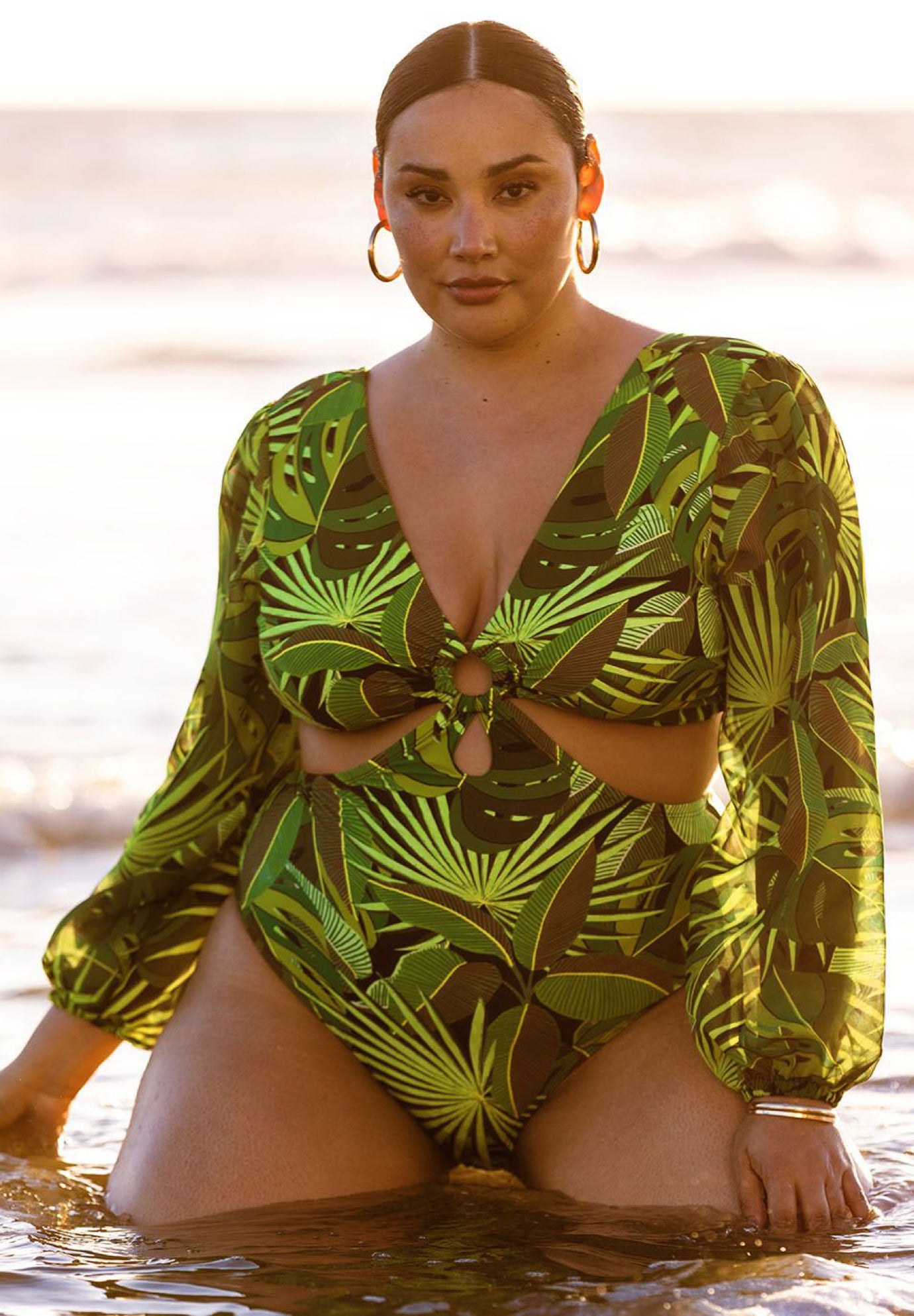 Mixed Media Cutout Swimsuit Eloquii