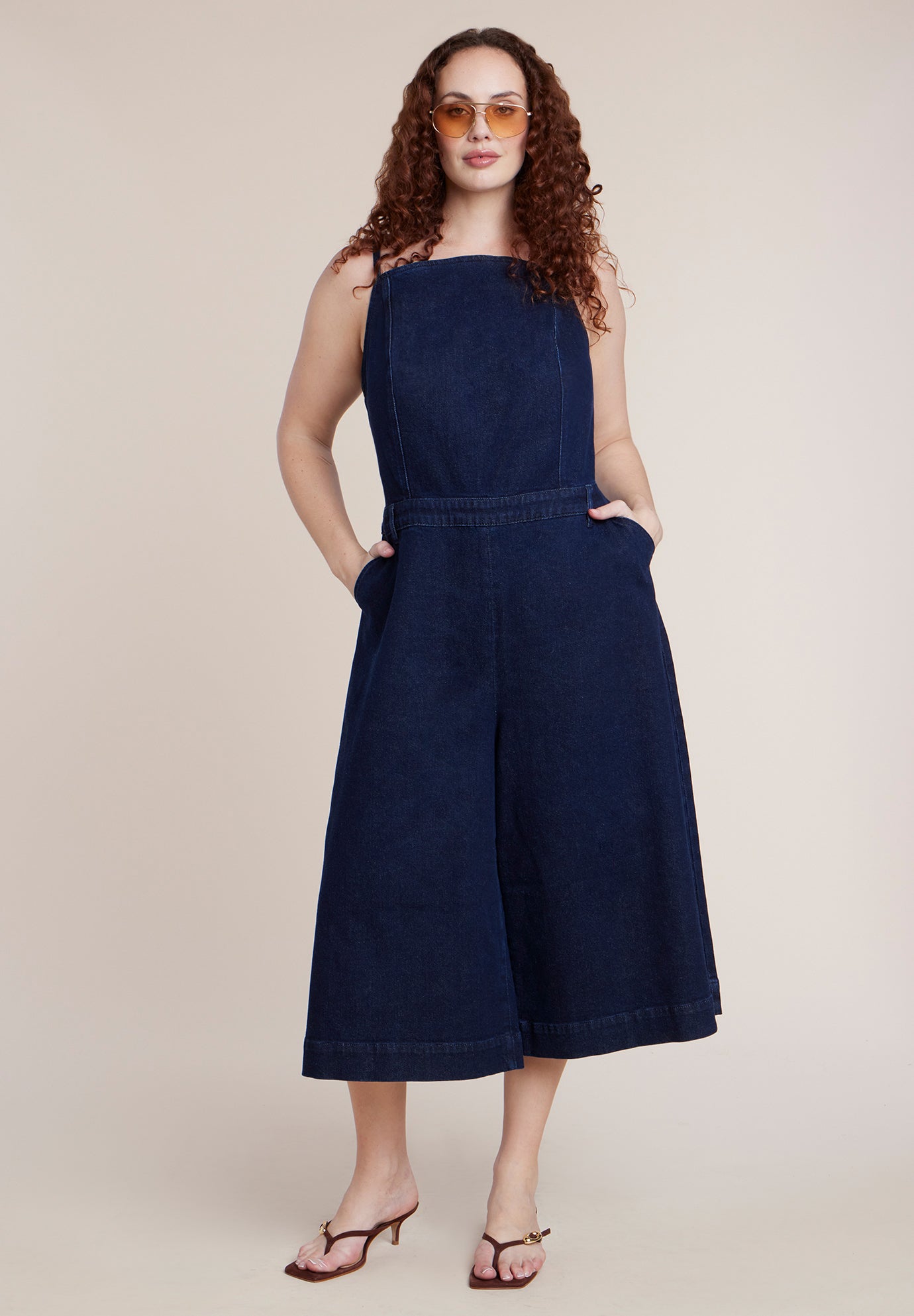 Stretch Denim Culotte Jumpsuit | ELOQUII