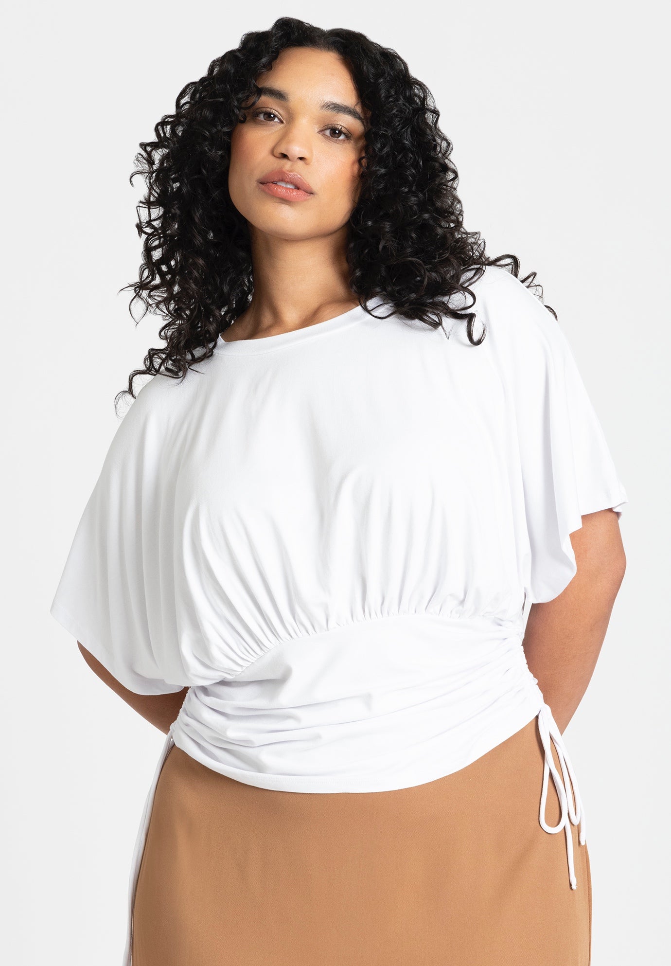 Kimono Sleeve Tee for Women High Stretch Black Onyx Eloquii