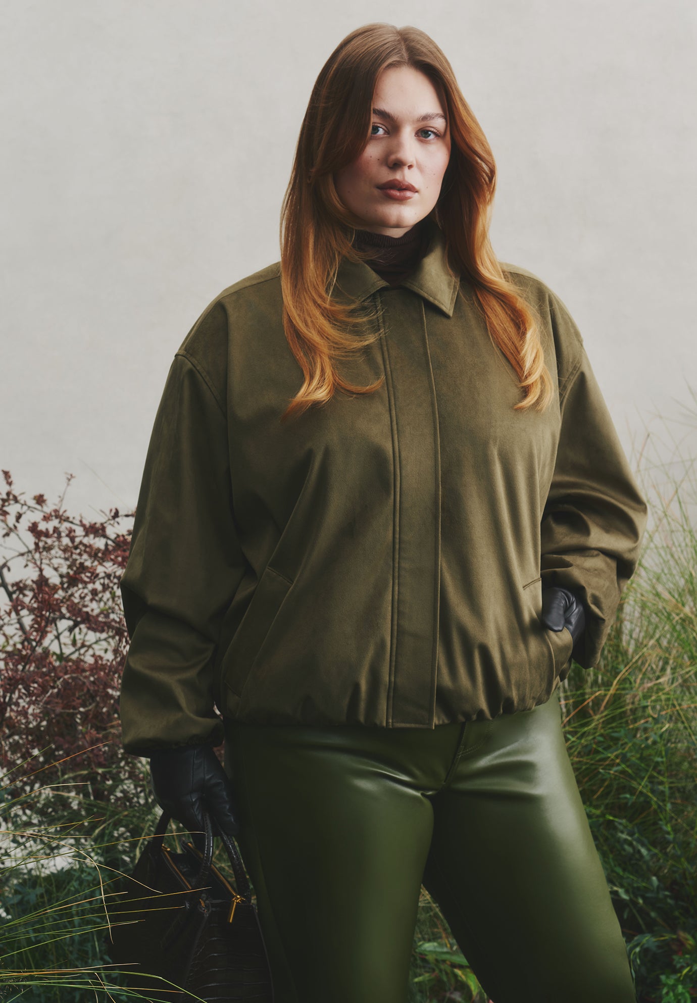 Faux Suede Bomber Jacket