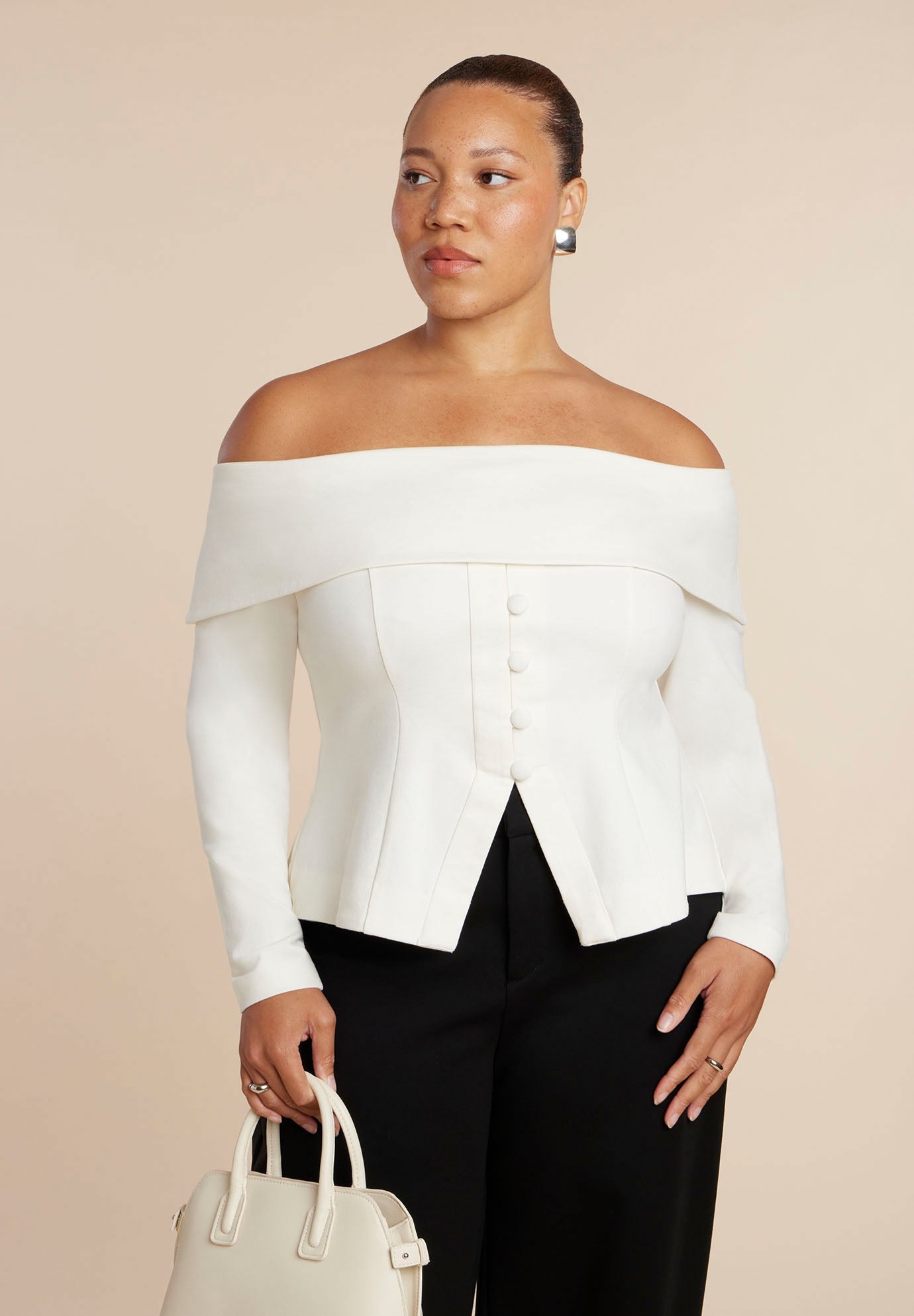 Fold Over Top With Front Button Detail