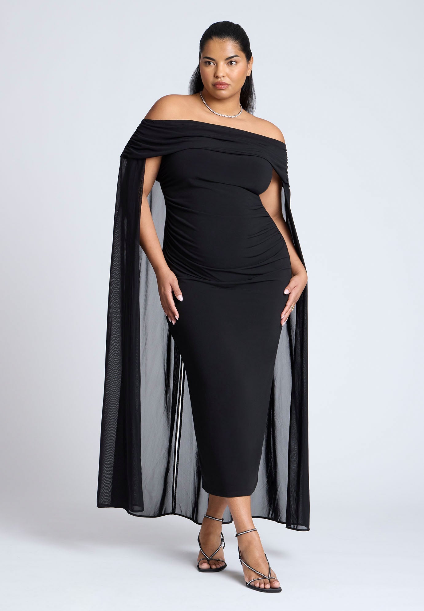 Off The Shoulder Cape Gown