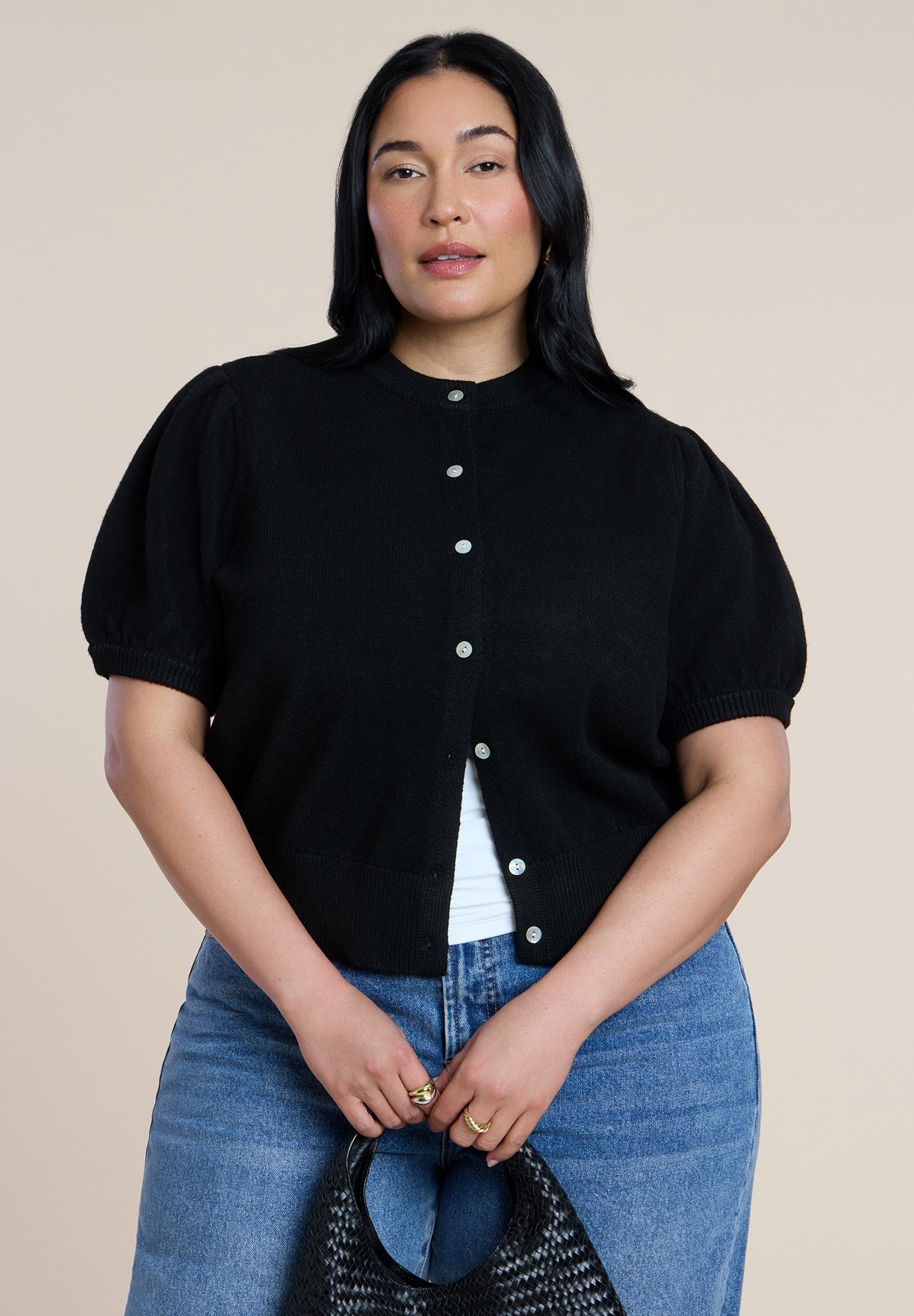 Puff Sleeve Cropped Cardigan | ELOQUII