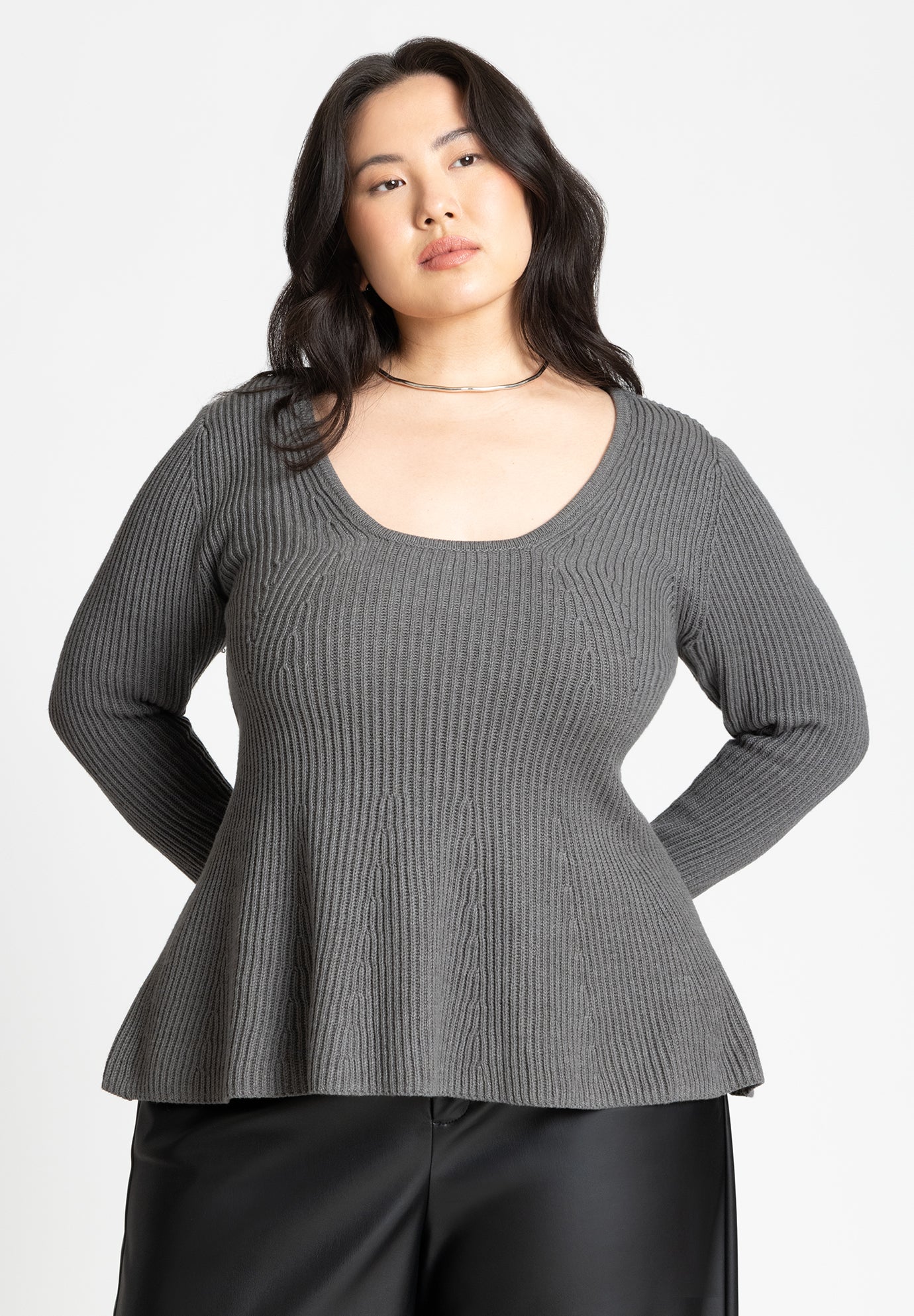 超高品質で人気の Scoop with Top Sweater Peplum Neck, Eloquii | 4489011 トップス
