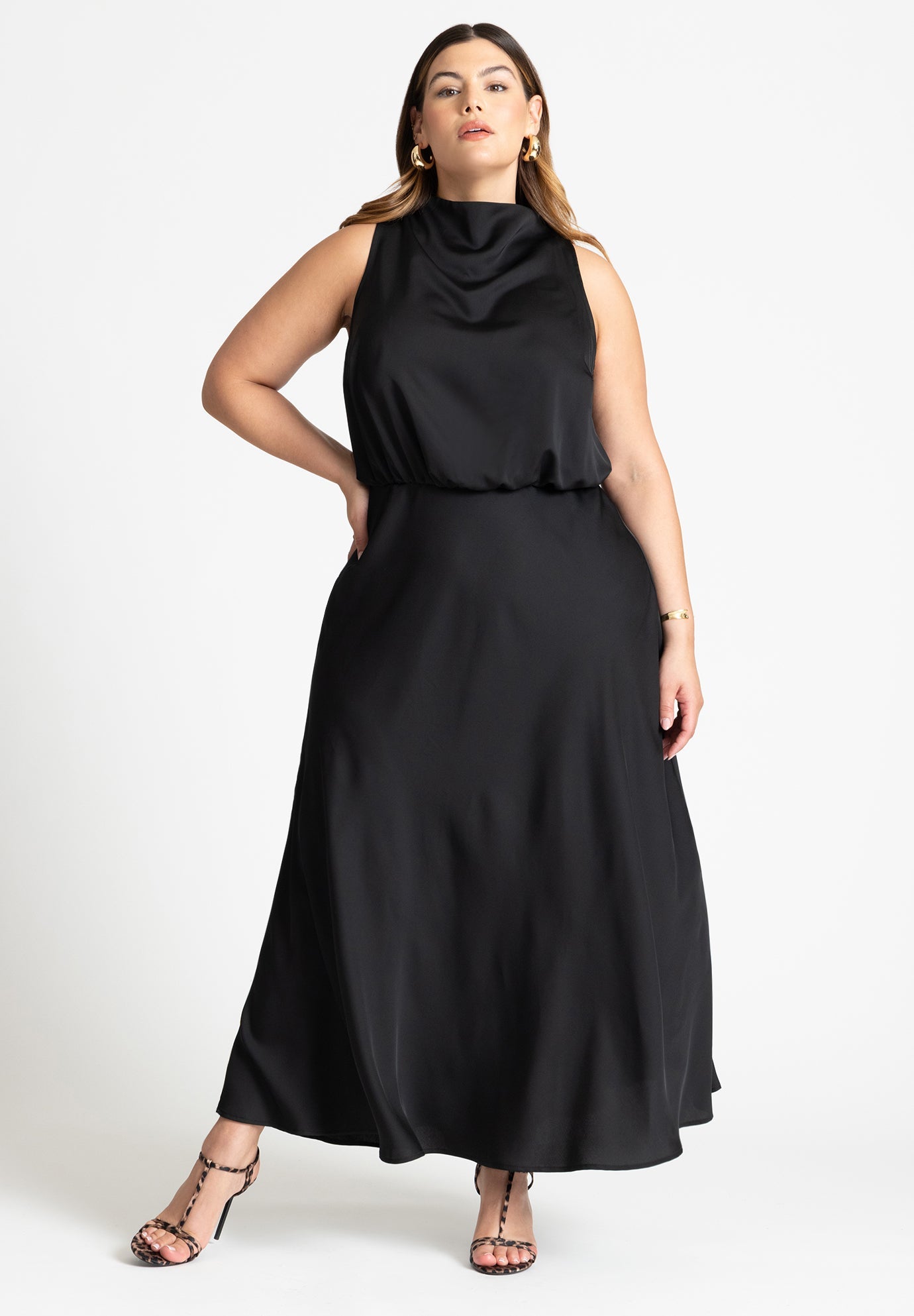Draped Satin Maxi Dress