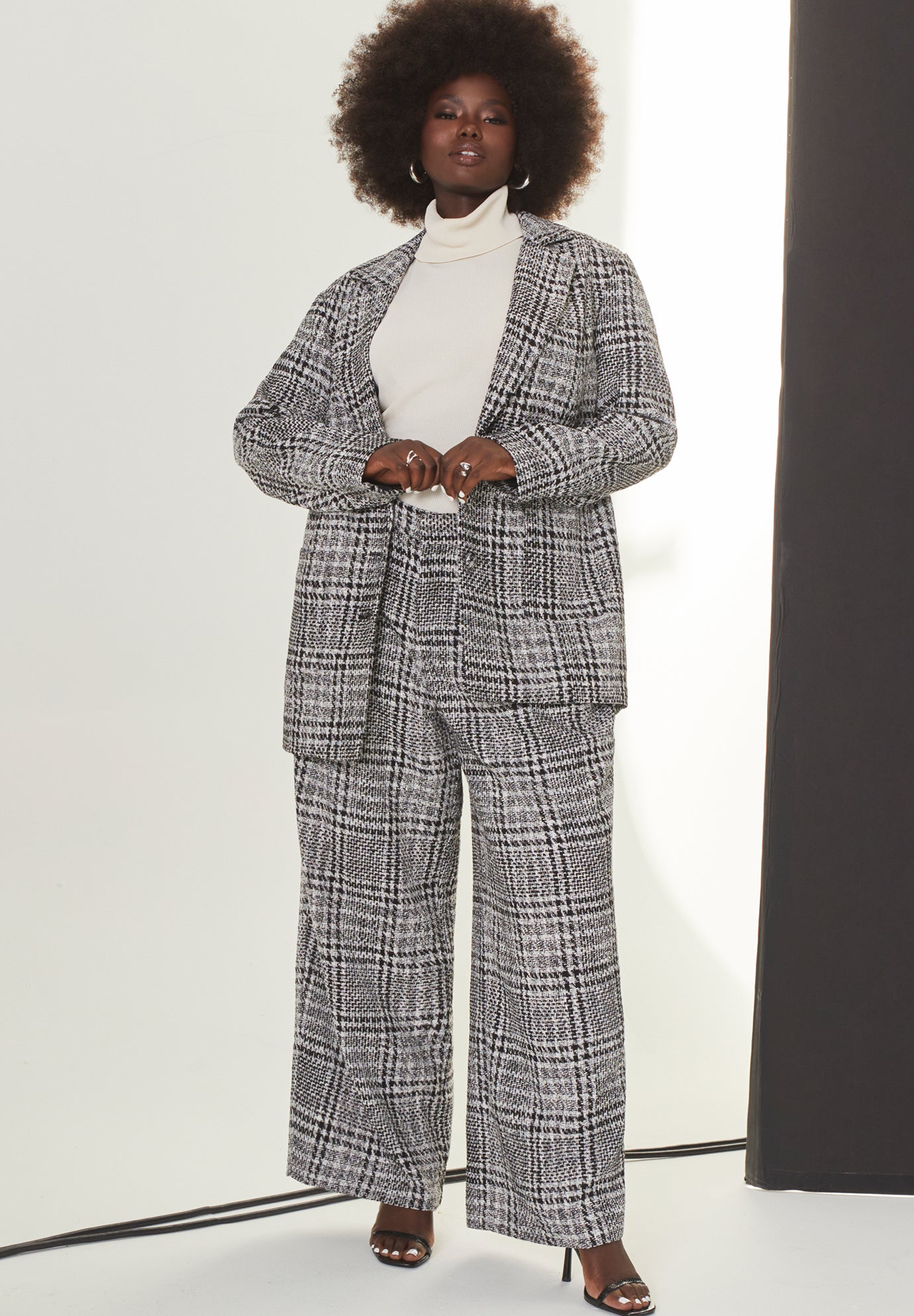 High Rise Wide Leg Tweed Pant - Relaxed Fit, 4474078 | Eloquii