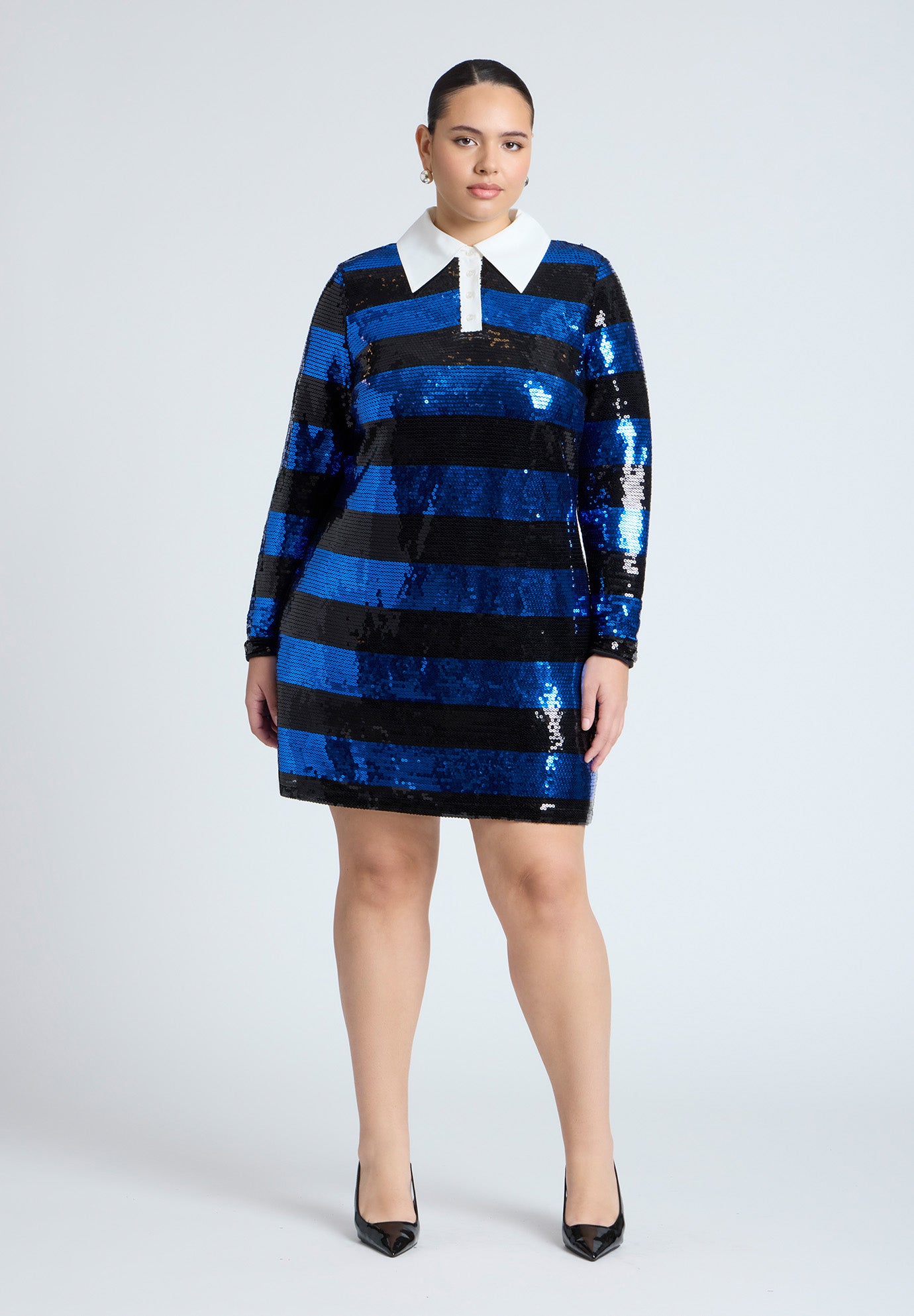Striped Sequin Mini With Collar | Eloquii
