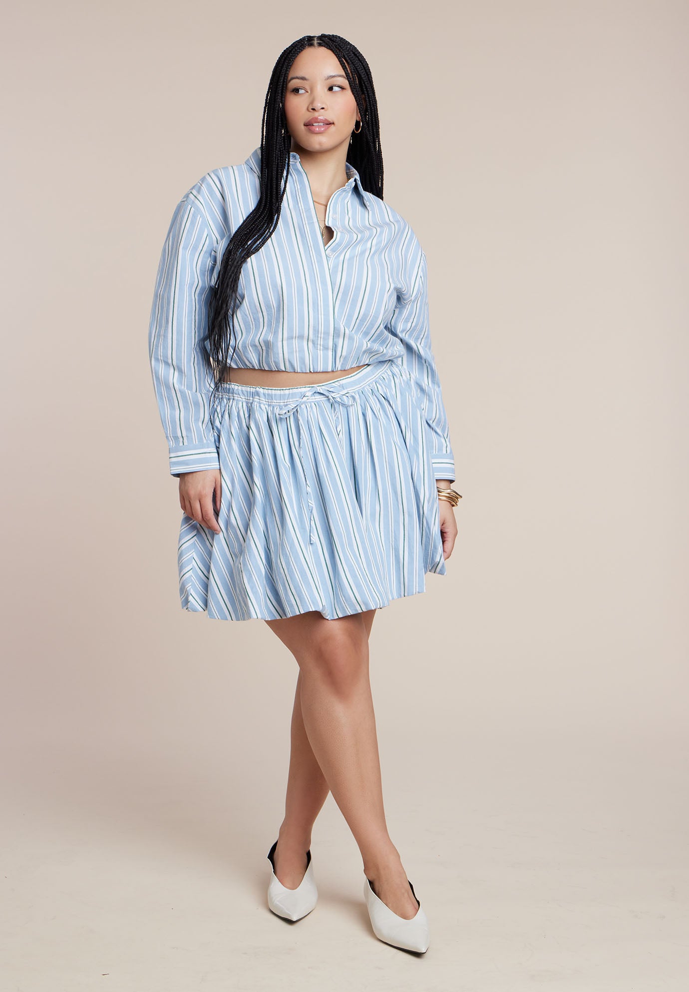 Striped Bubble Mini Skirt