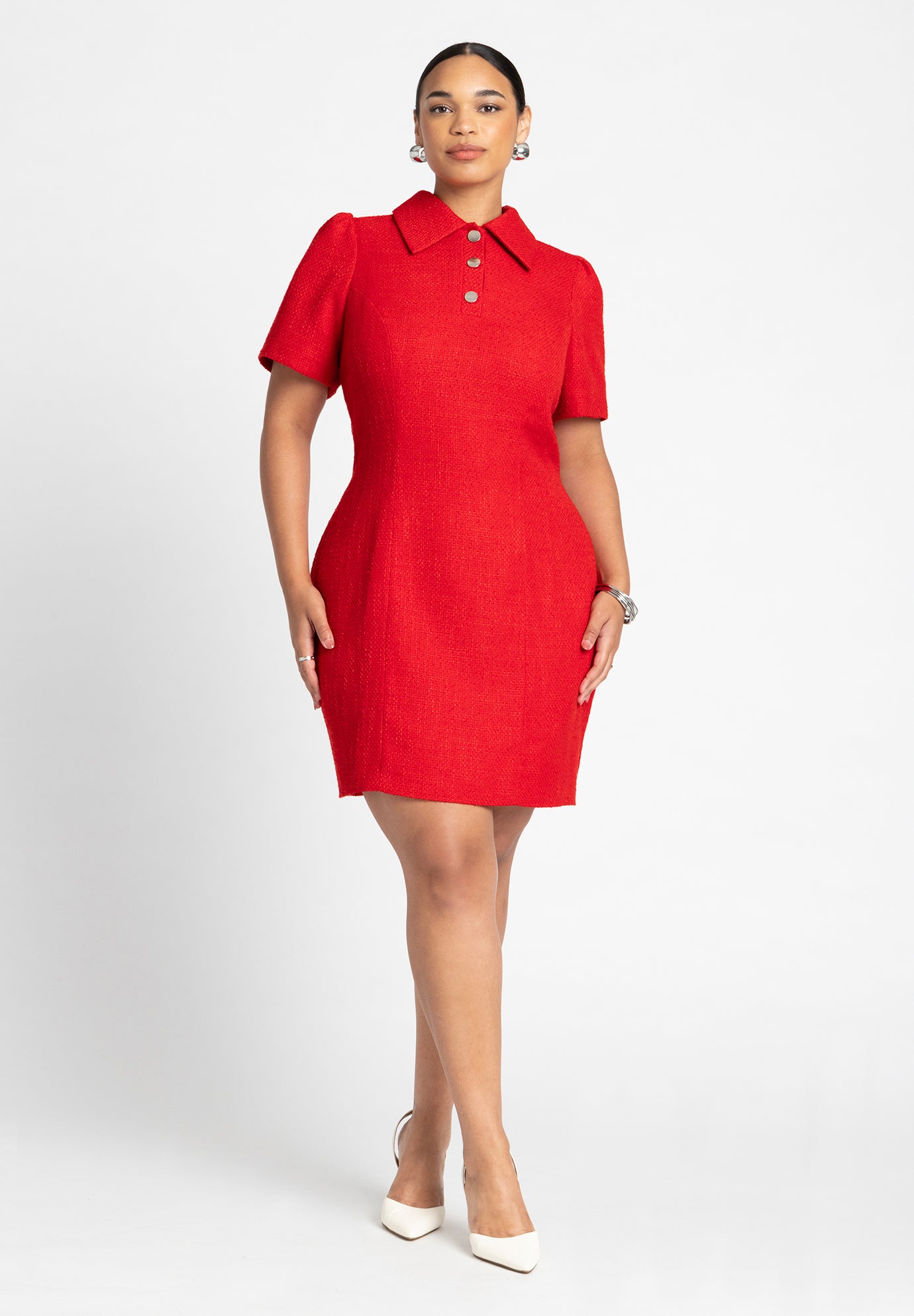 Tweed Mini Shirt Dress Eloquii