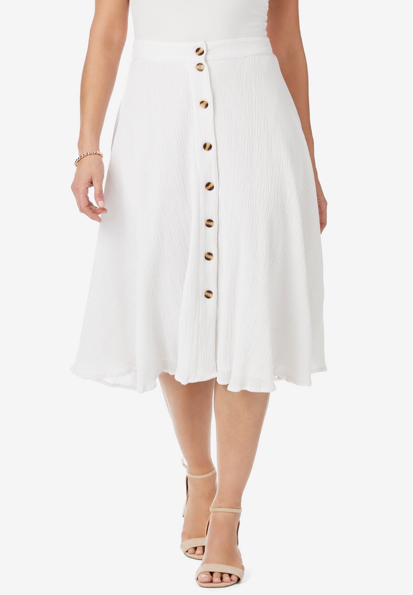 White midi deals skirt buttons
