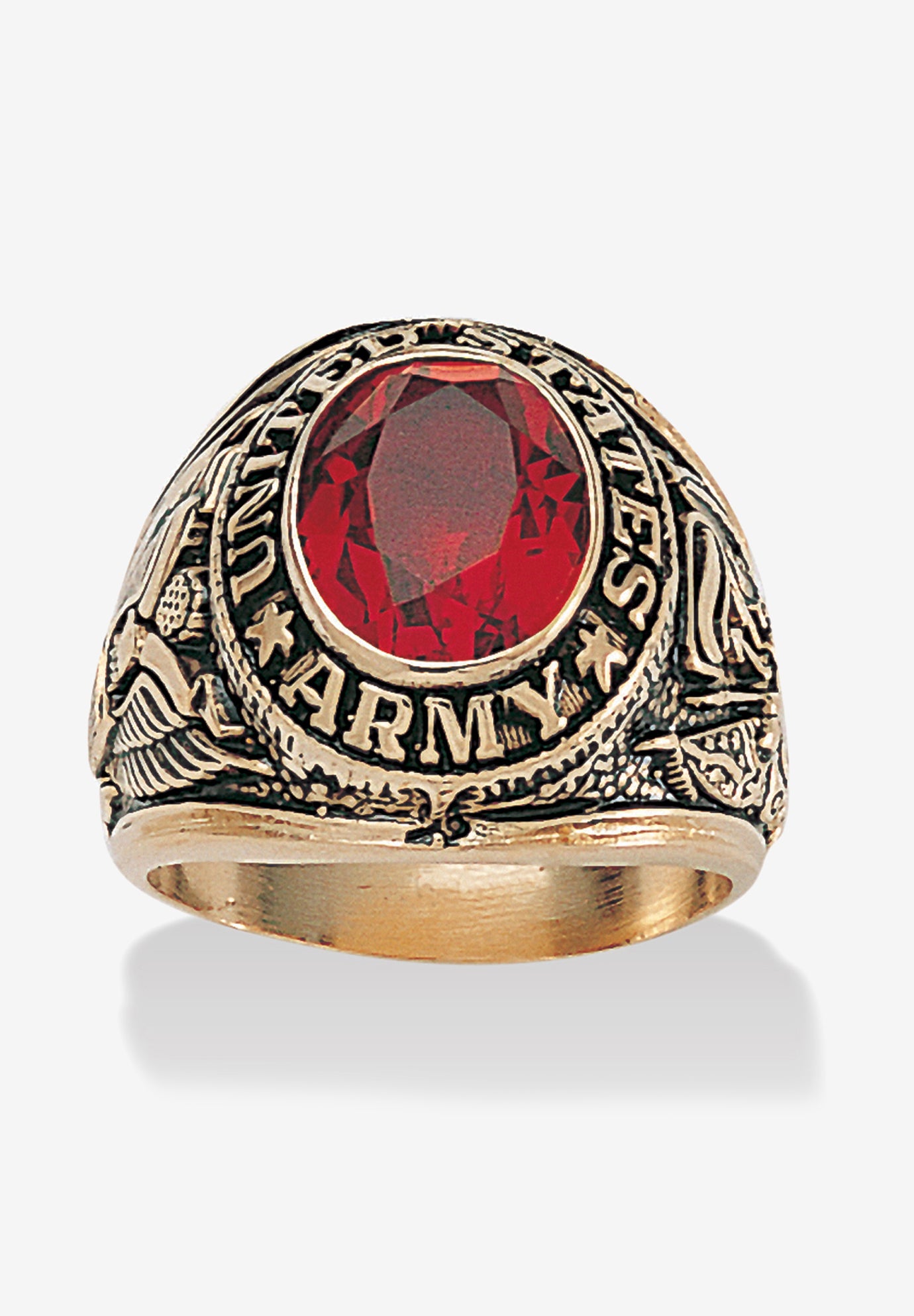 Gold Plated Ruby United States Army Ring