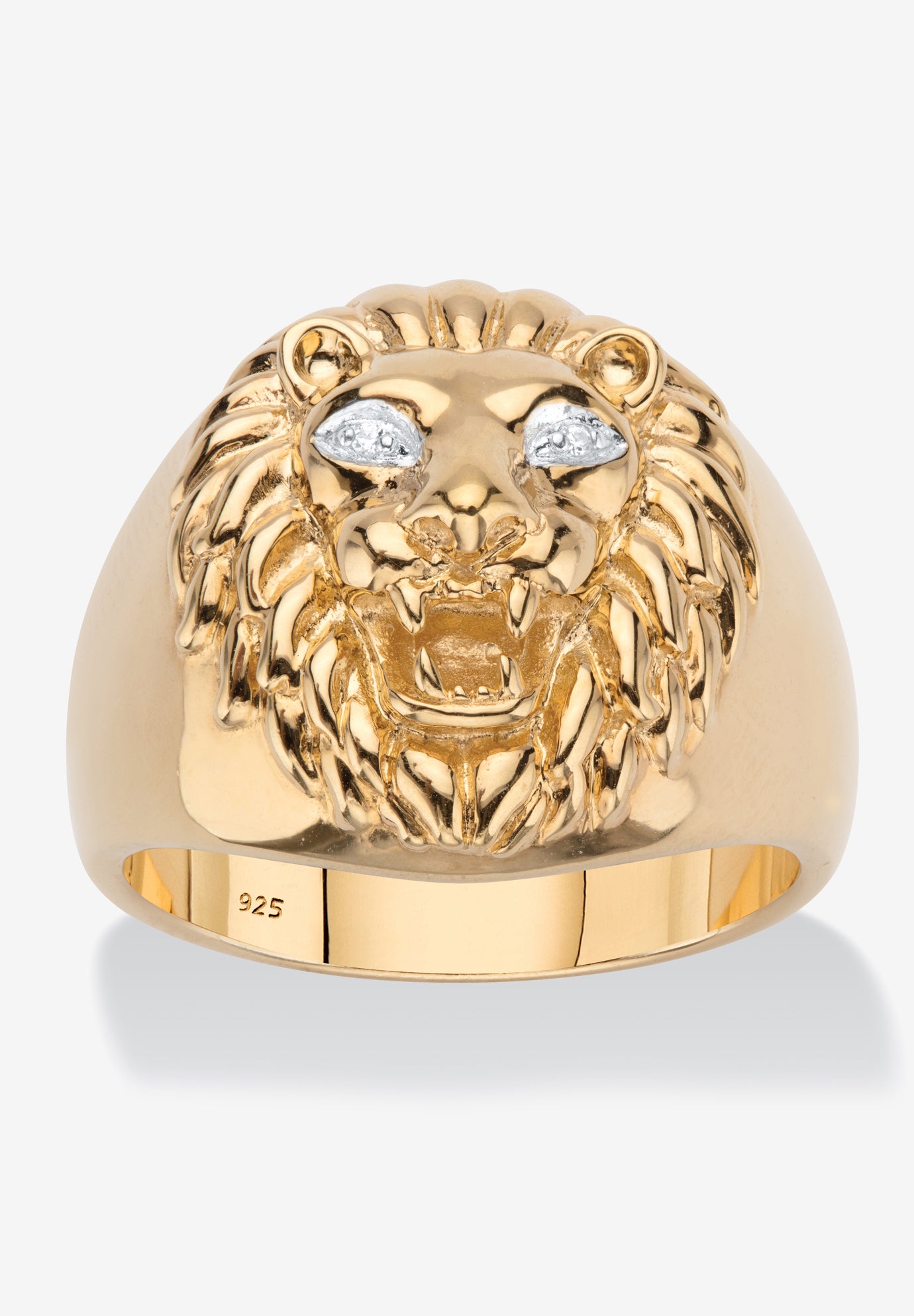 Men s Gold over Sterling Silver Genuine Diamond Accent Lion Ring
