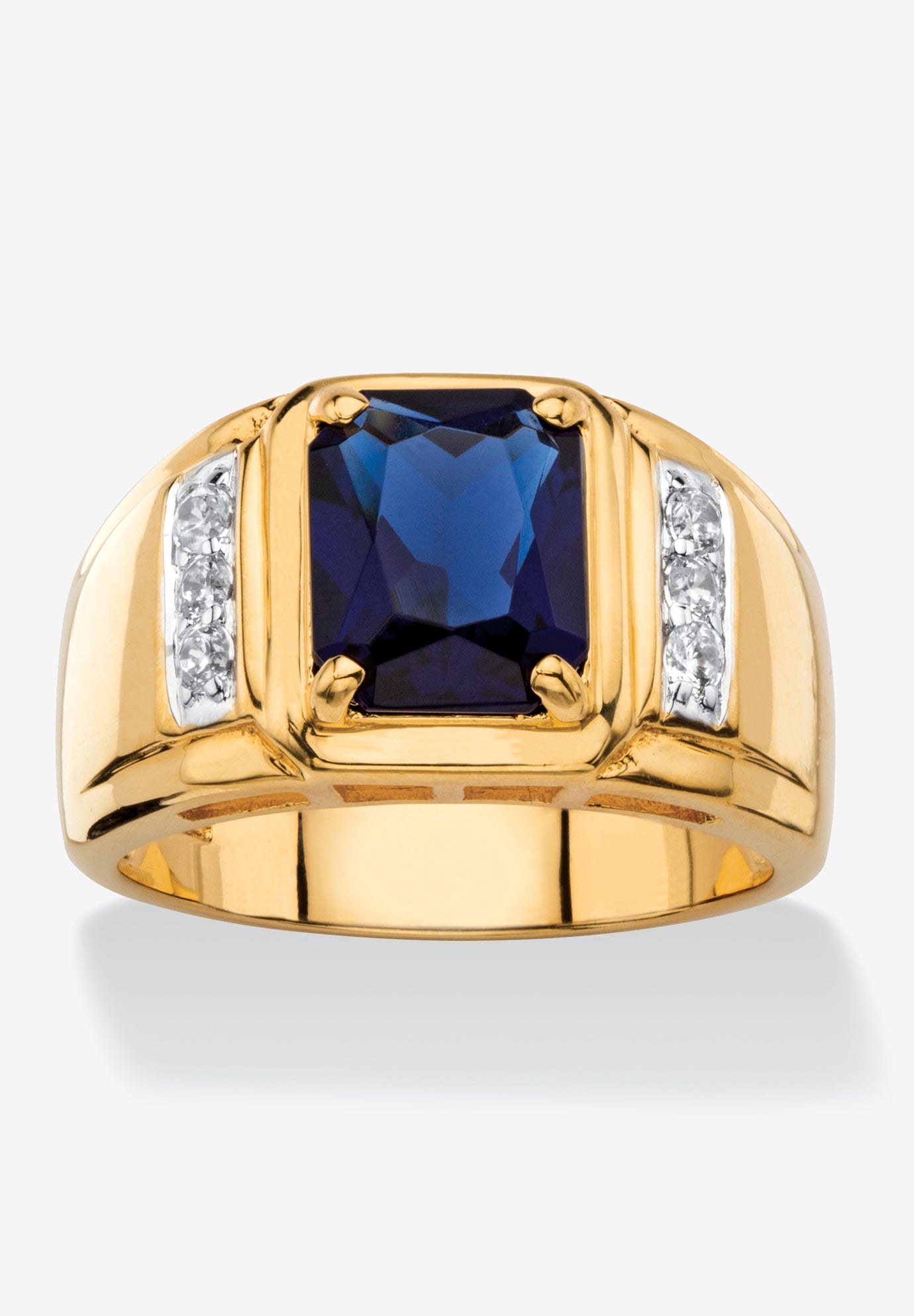 Men s 18K Gold plated Diamond and Sapphire Ring Eloquii
