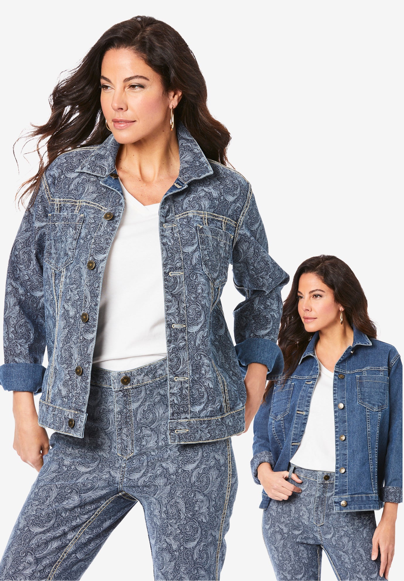 Reversible Stretch Denim Jacket | Eloquii