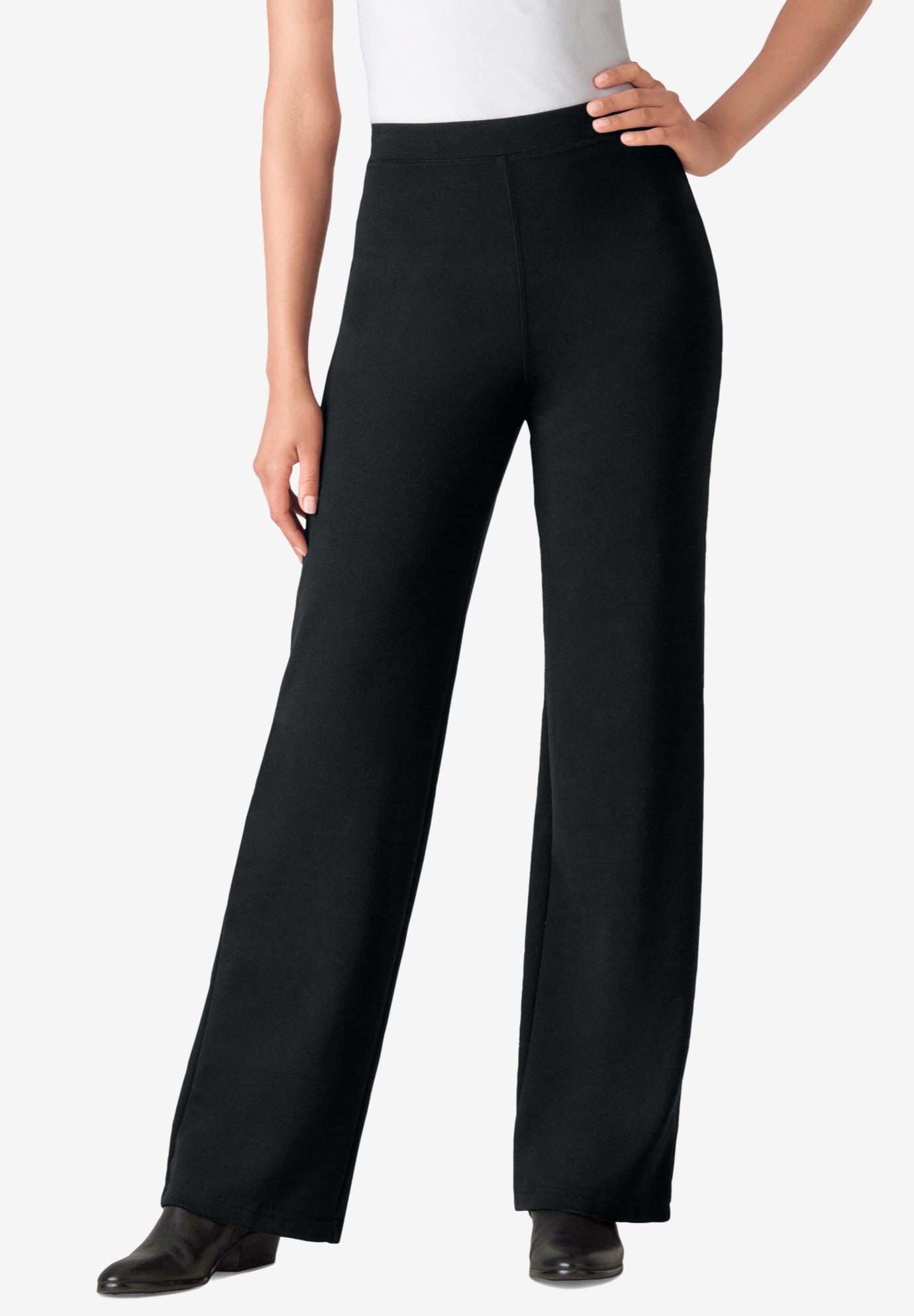 Wide leg ponte knit pants top