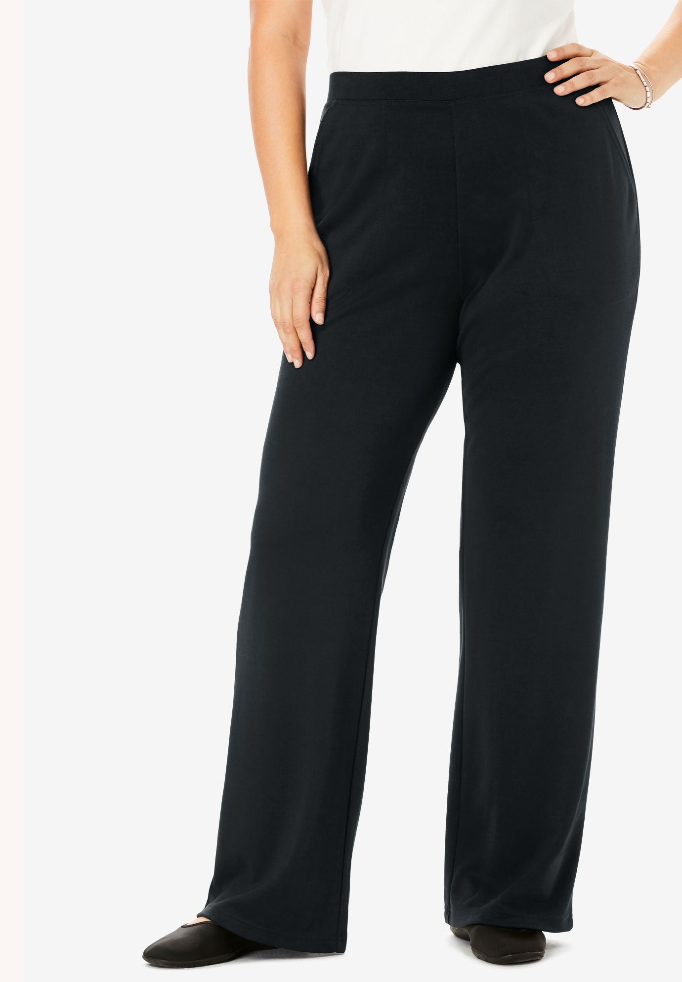 Stretch Ponte Knit Pull-On Wide-Leg Pants | ELOQUII