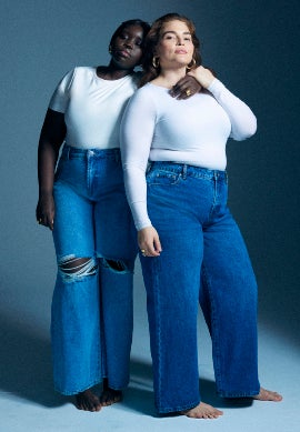 Wide leg stretch jeans plus size on sale